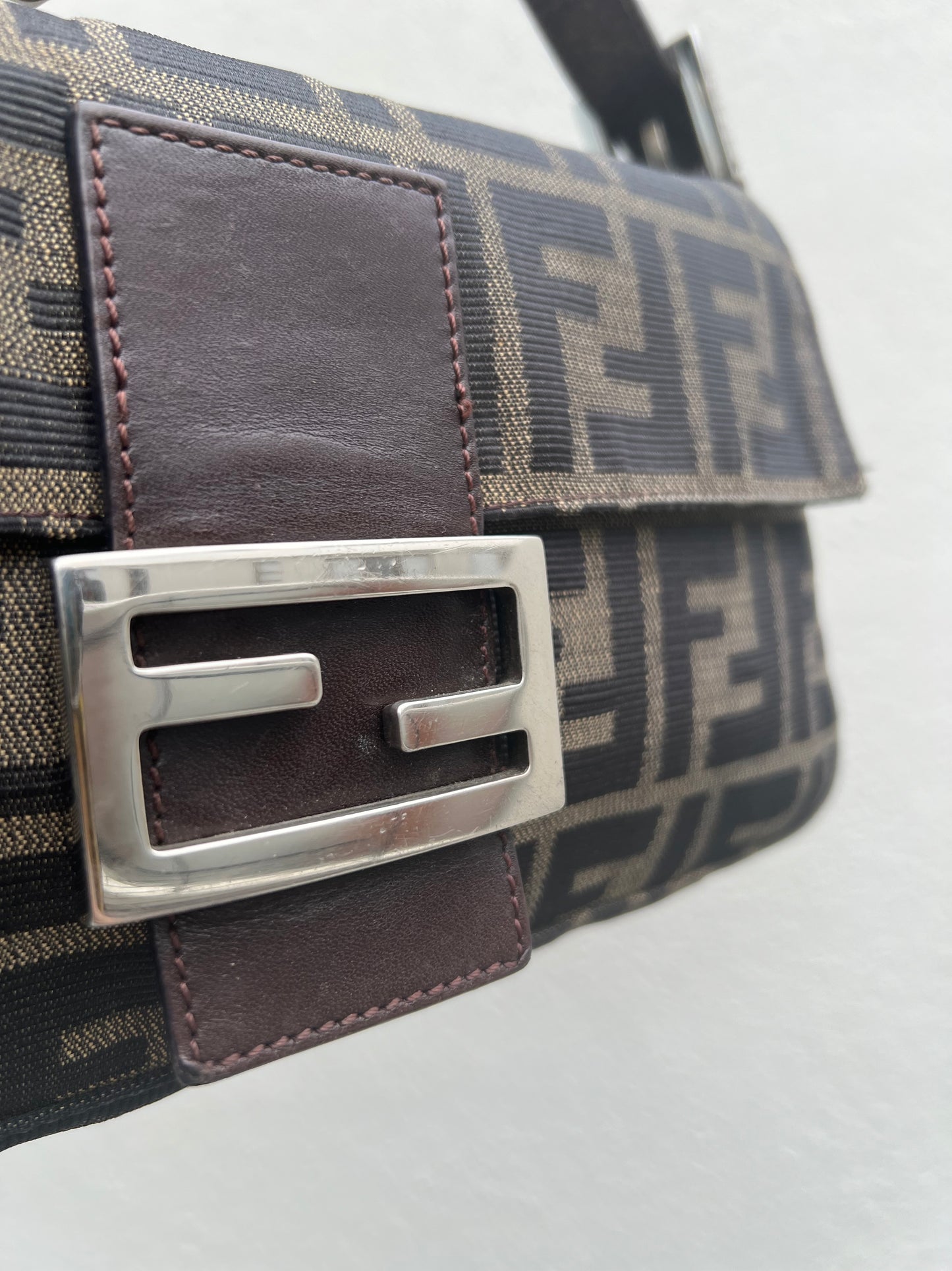 Pre-loved Fendi Vintage Zucca Baguette Handbag