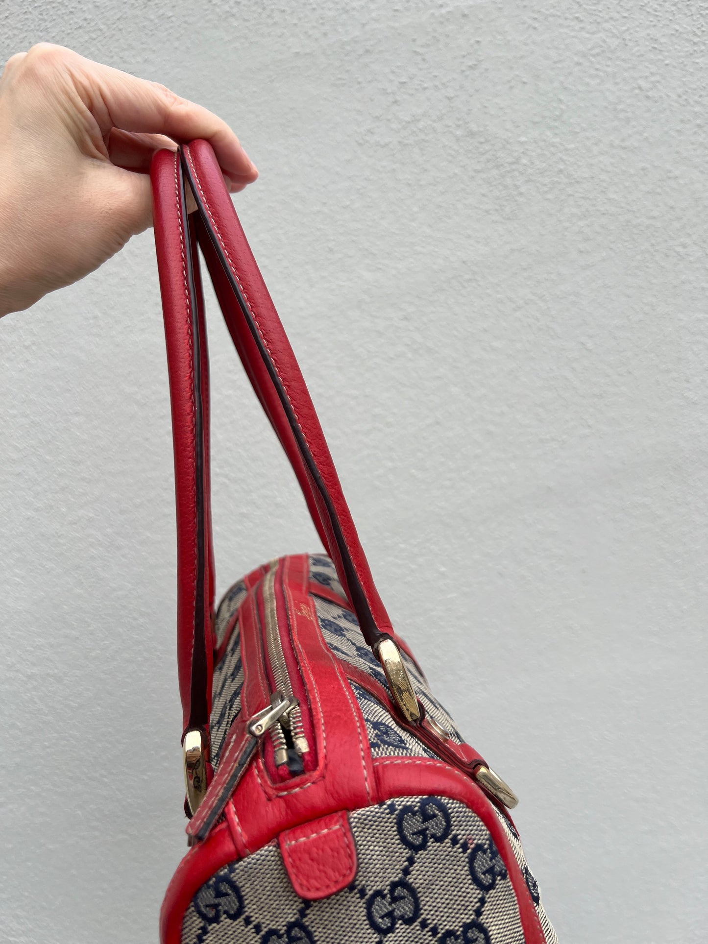 Pre-loved GG Canvas Abbey Boston Bag Red