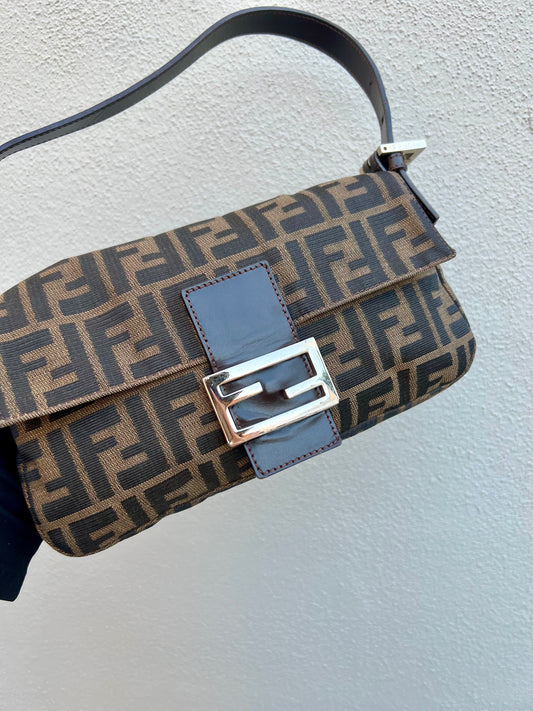 Pre-loved Fendi Vintage Zucca Baguette Handbag
