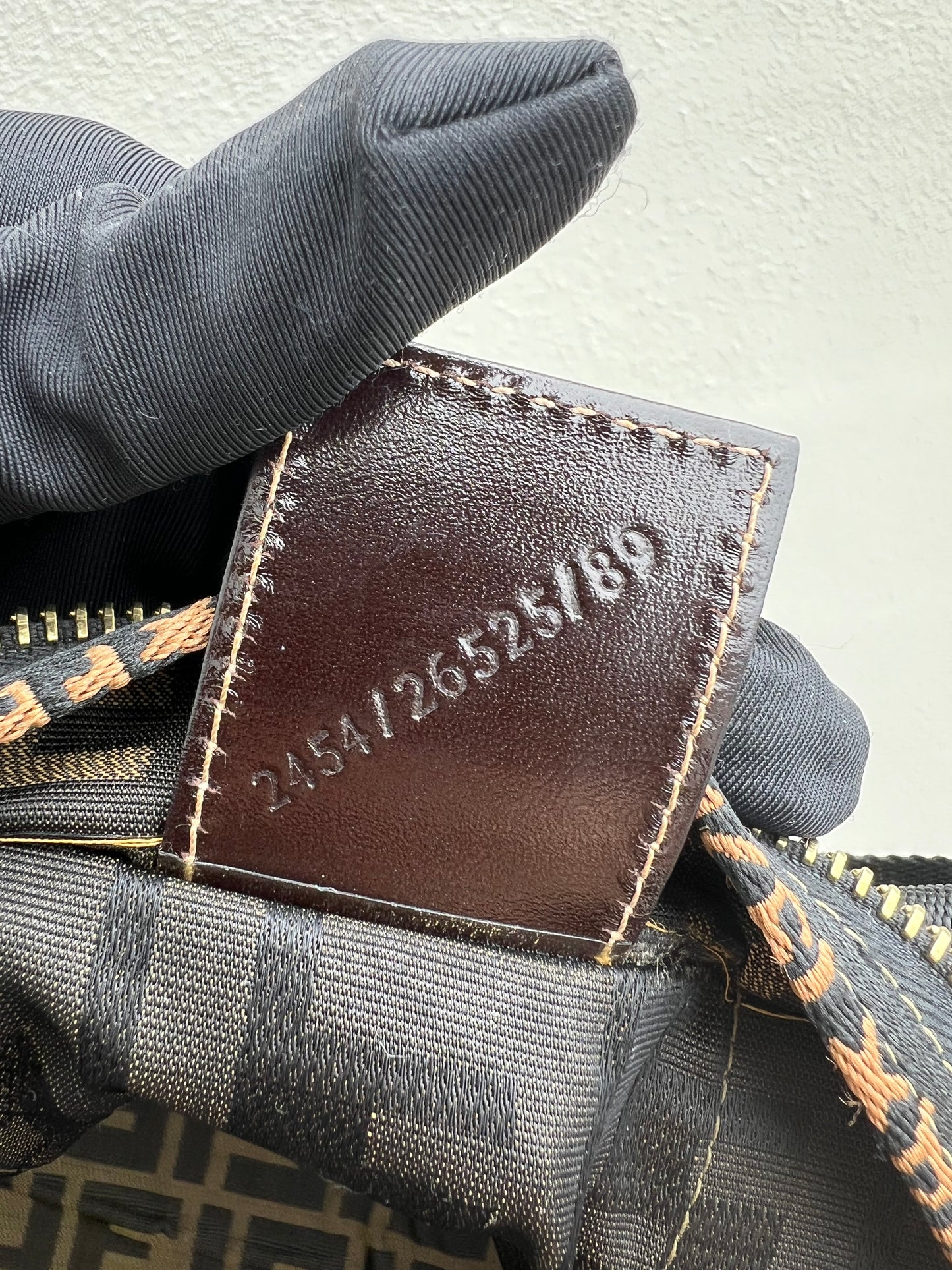Pre-loved FENDI Zucca Canvas Hand Bag Brown
