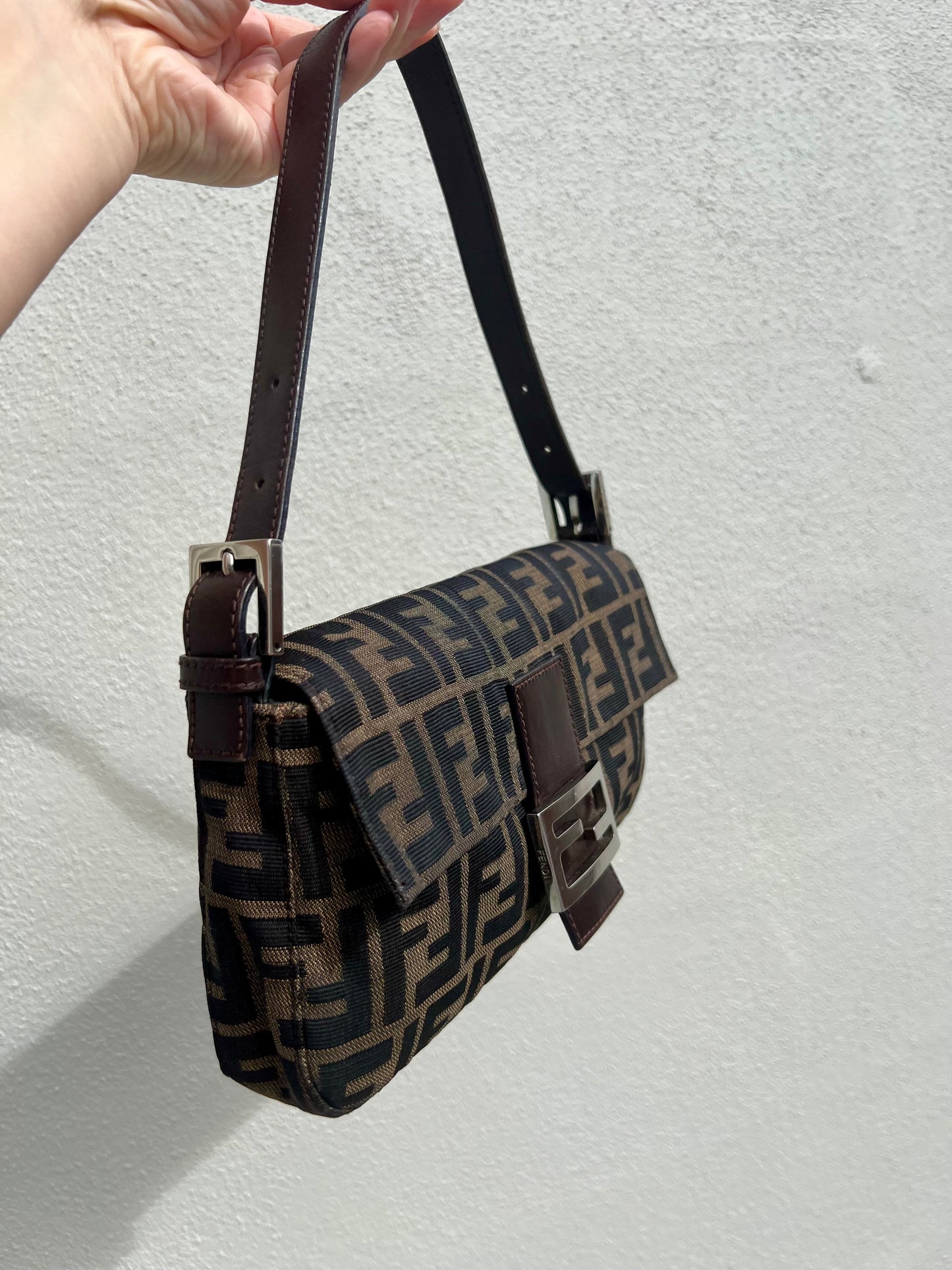 Pre-loved Fendi Vintage Zucca Baguette Handbag
