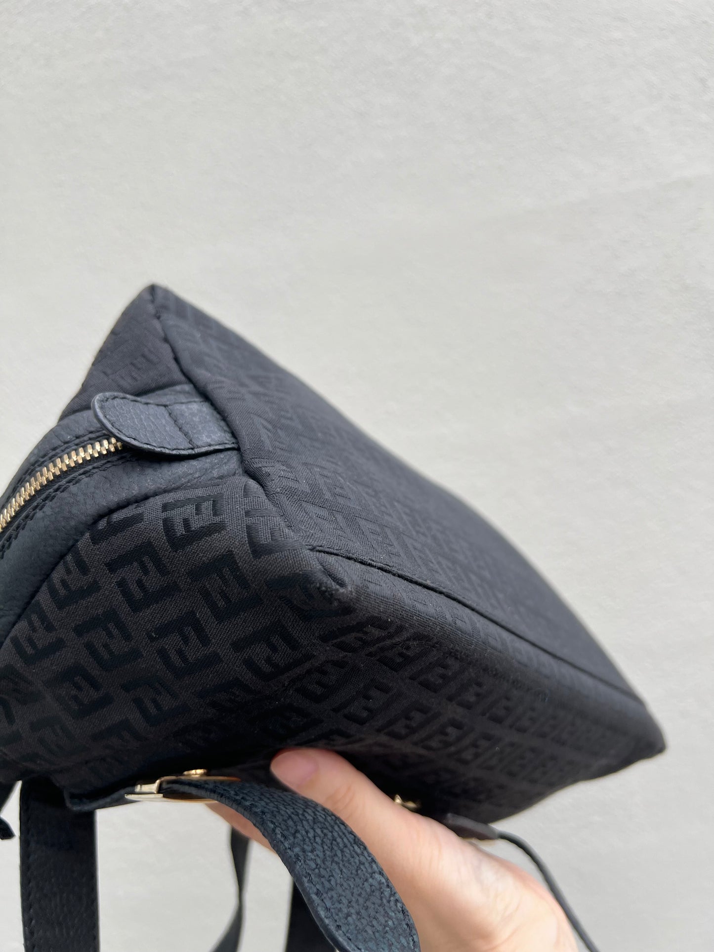 Pre-loved Fendi Baguette Mulitpocket Black Canvas and Leather Shoulder Bag