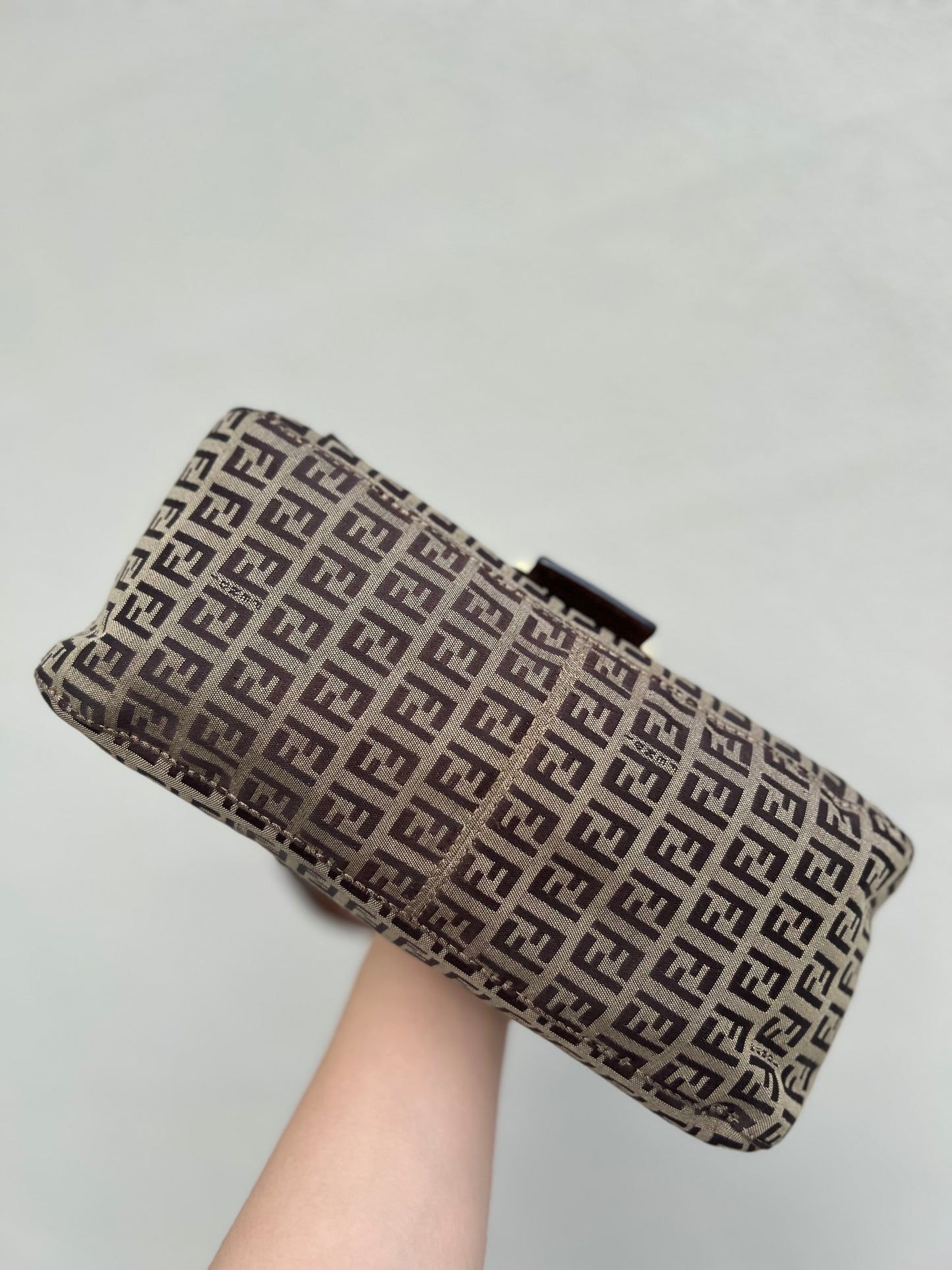 Pre-loved Fendi Vintage Zucchino Pattern Baguette Mamma Handbag