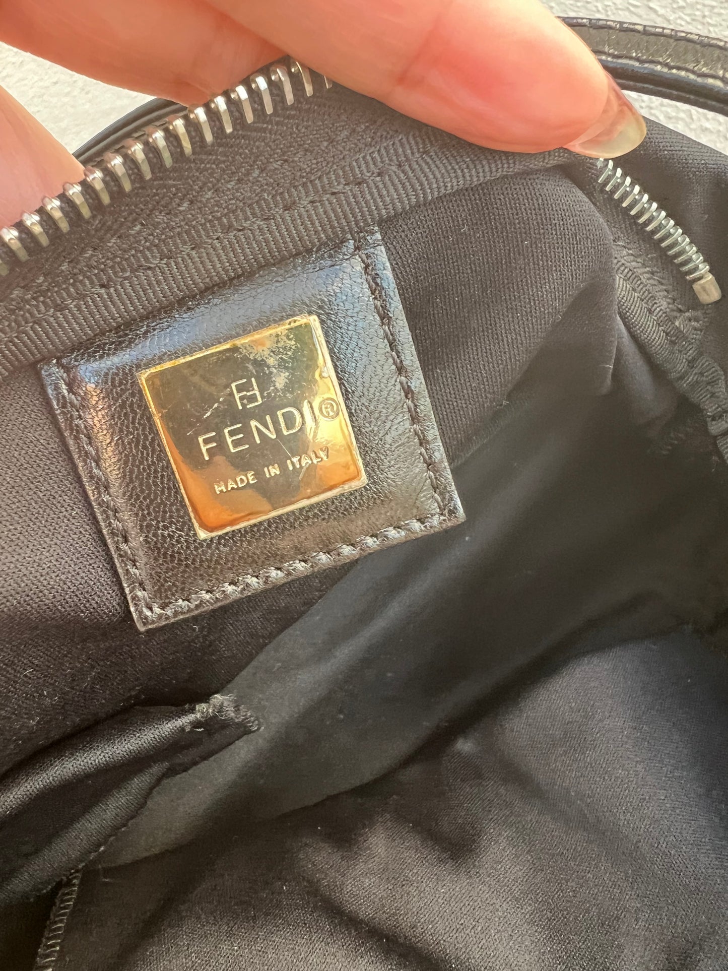 Pre-loved Fendi Black Nylon Small Baguette