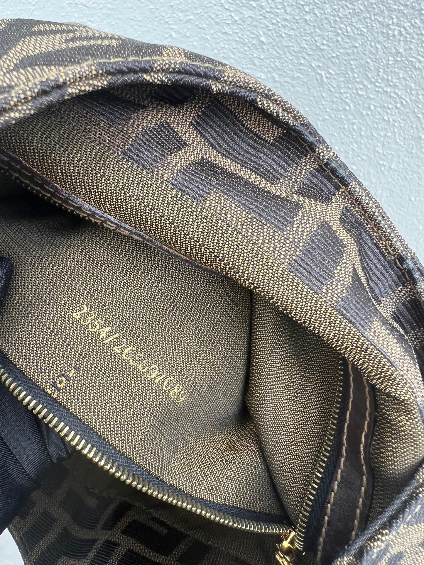 Pre-loved FENDI Zucca Canvas Mamma Croissant Baguette Shoulder Bag