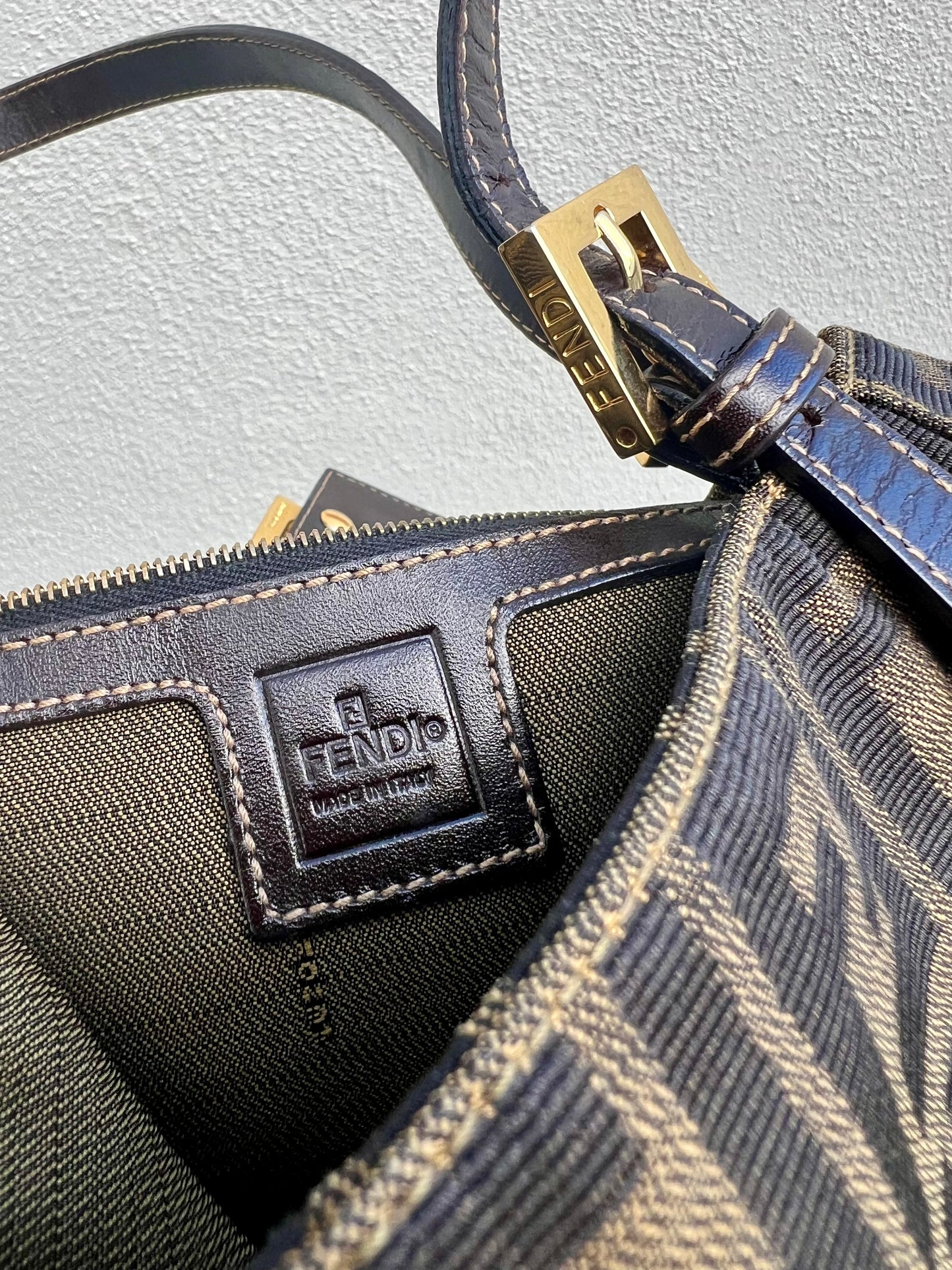 Pre-loved Fendi Zucca Canvas Shoulder Bag GHW