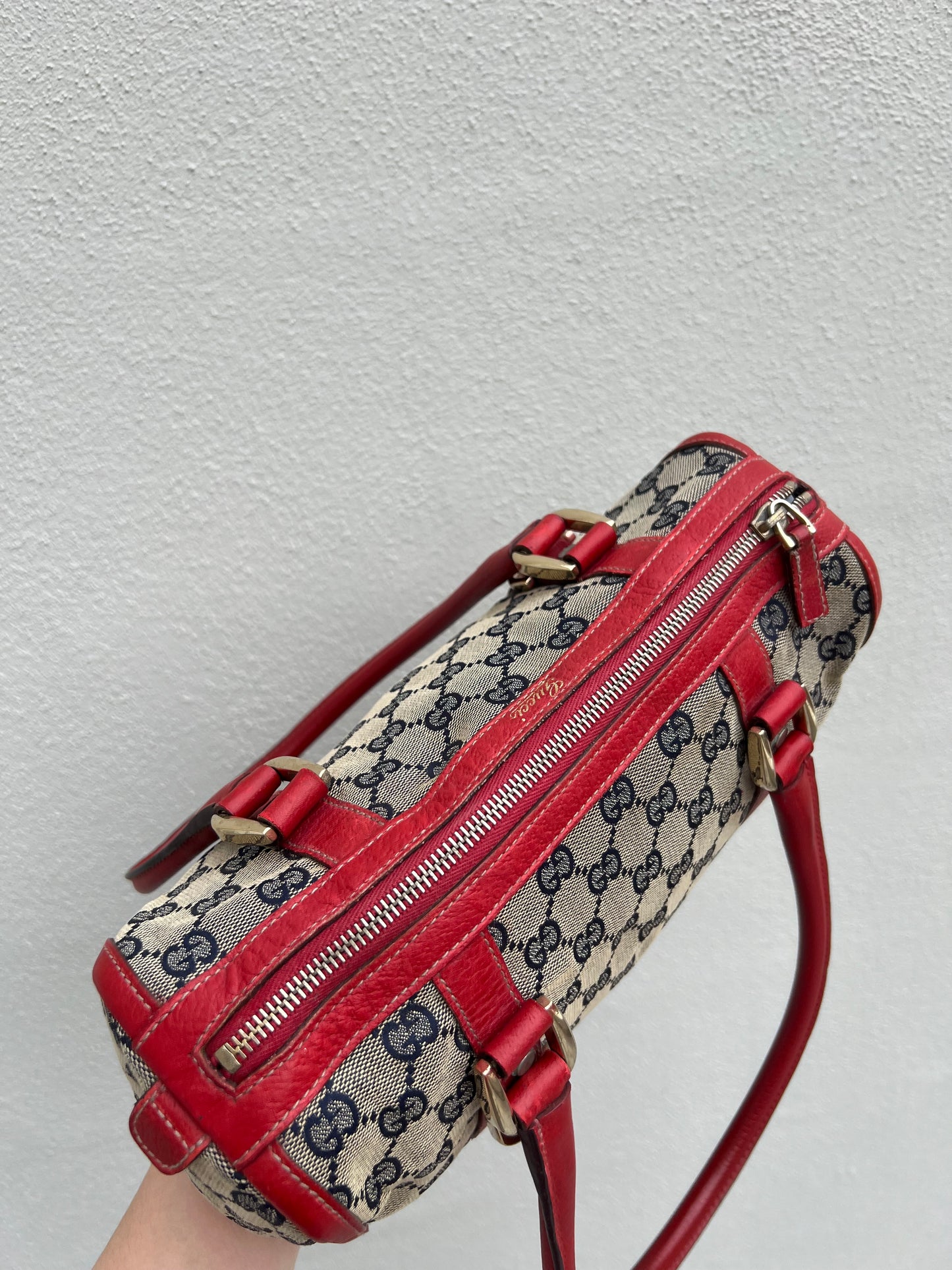 Pre-loved GG Canvas Abbey Boston Bag Red
