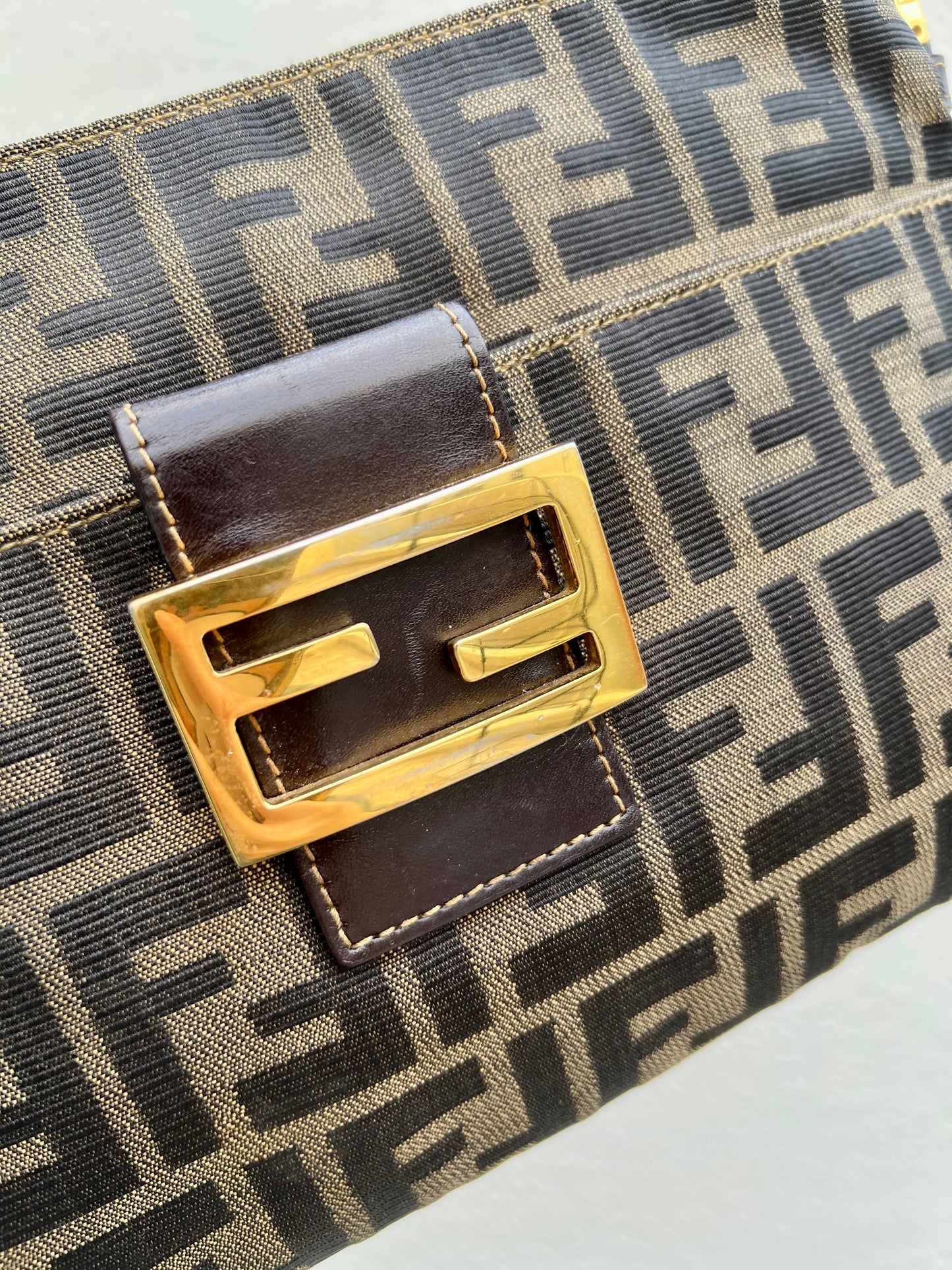 Pre-loved Fendi Zucca FF Mamma Forever Baguette Flap