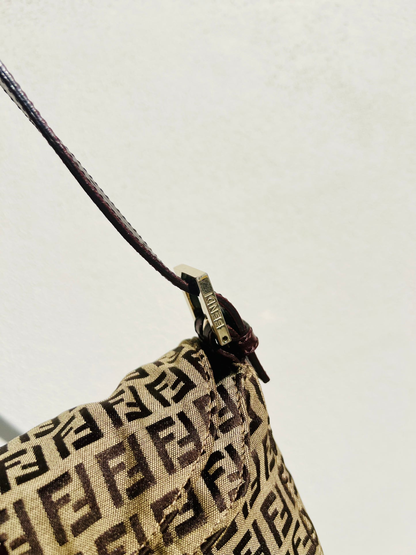 Pre-loved Fendi Vintage Zucchino Pattern Baguette Handbag Brown