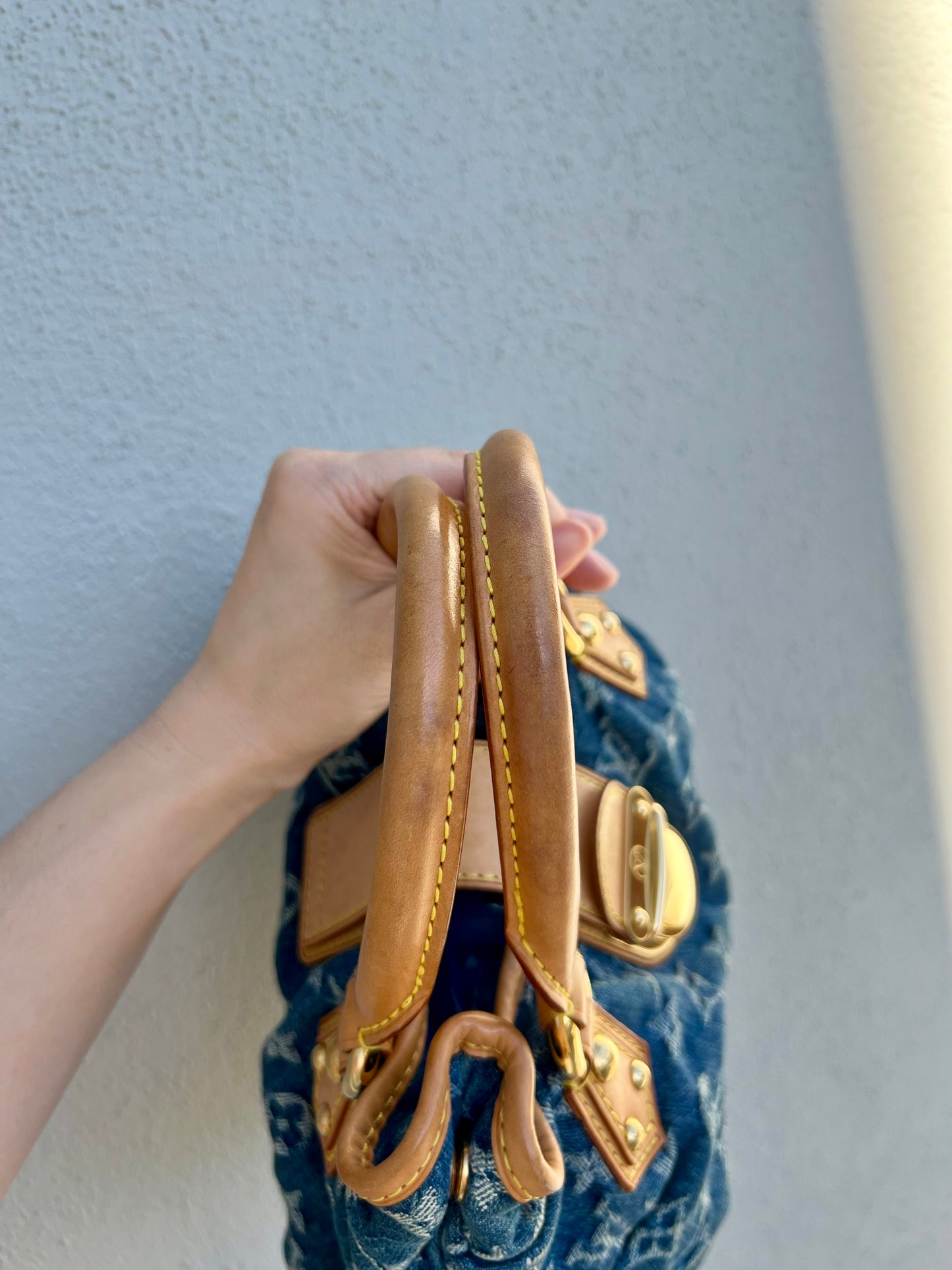 Pre-loved Louis Vuitton Vintage Monogram Denim Pleaty Handbag