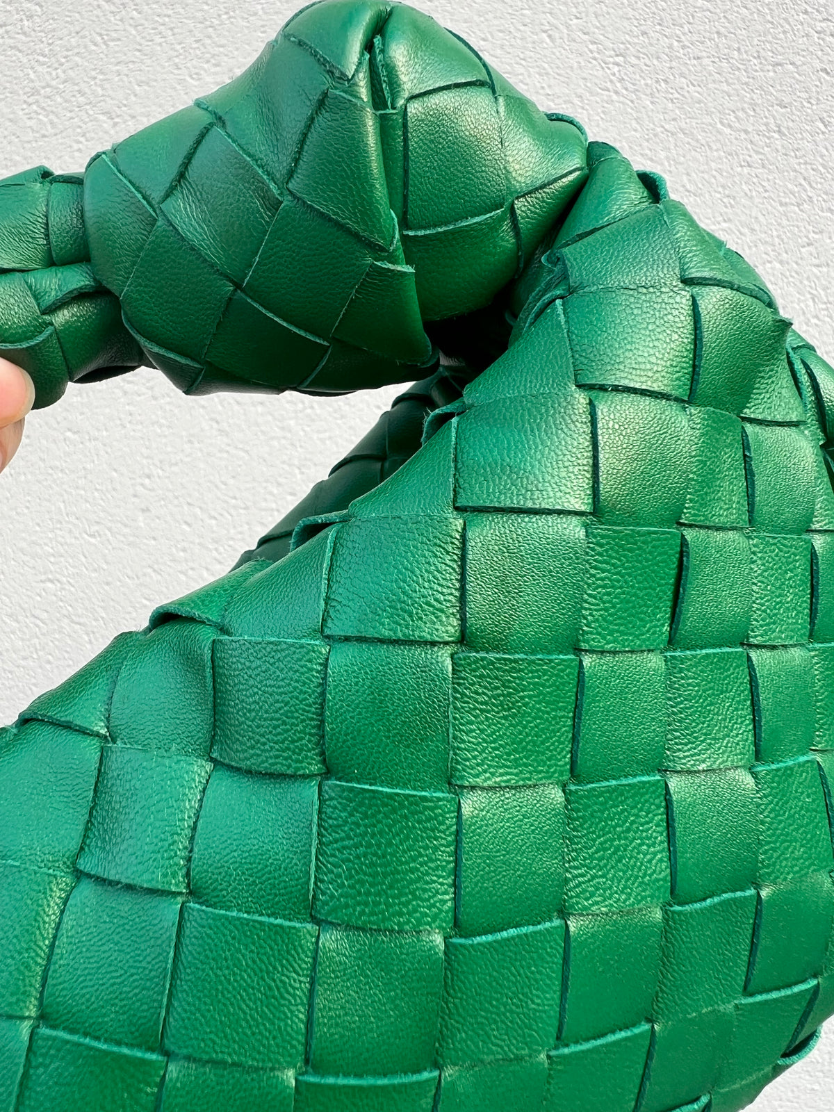 Pre-loved Bottega Veneta Top Handle Mini Jodie Bag Green Lambskin