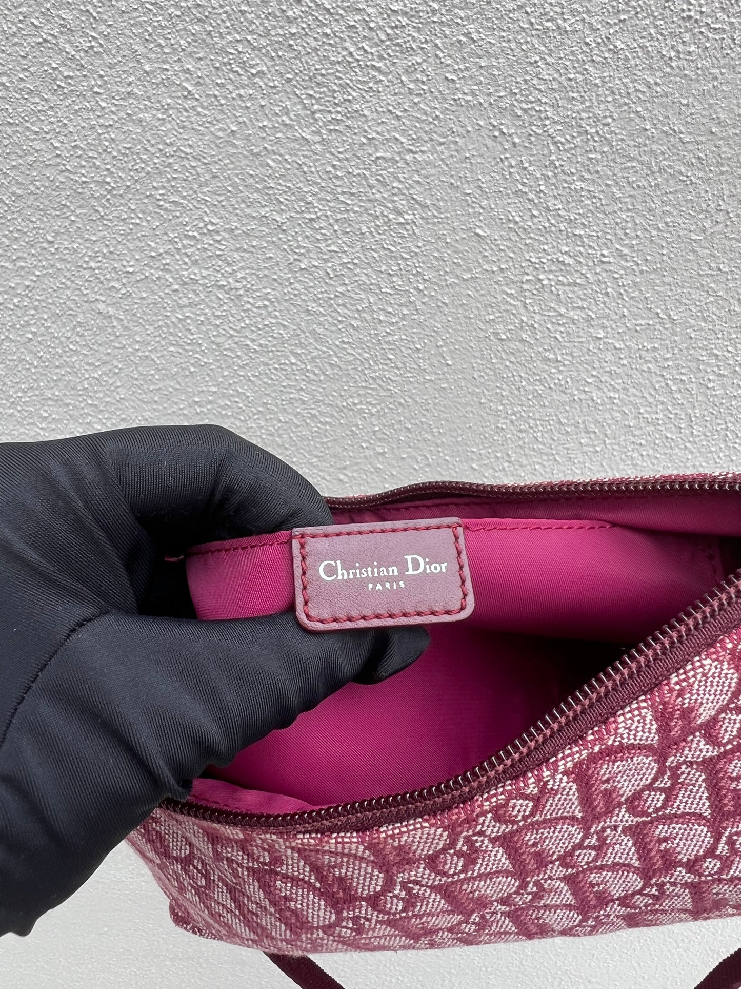Pre-loved Christian Dior vintage Trotter Shoulder Bag Berry