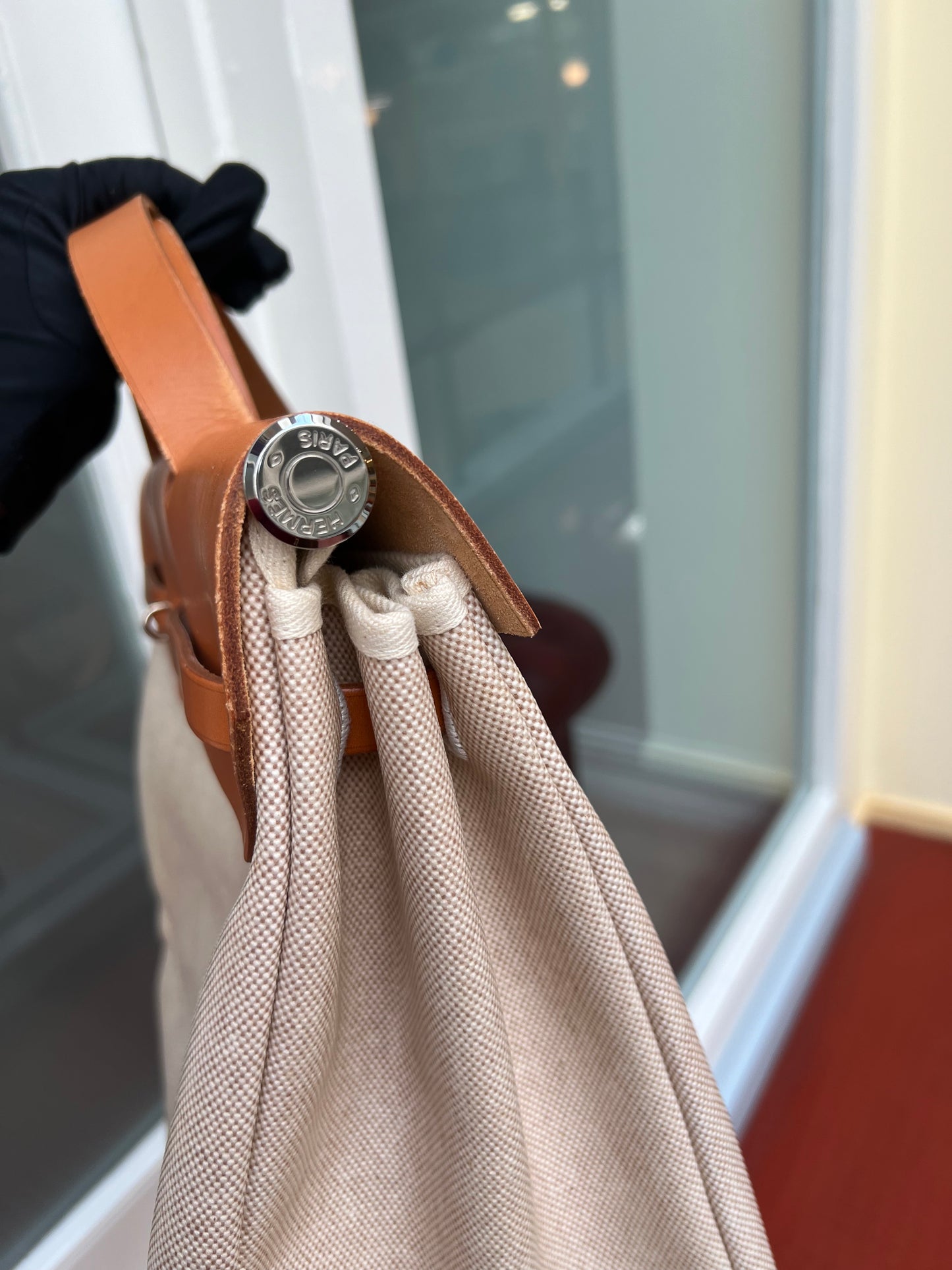 Pre-loved Hermès Vintage Herbag Crossbody Bag Beige 1998