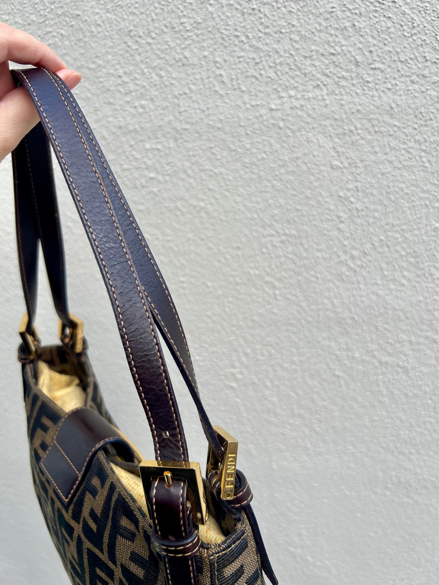 Pre-loved Fendi Zucca Canvas Shoulder Bag GHW