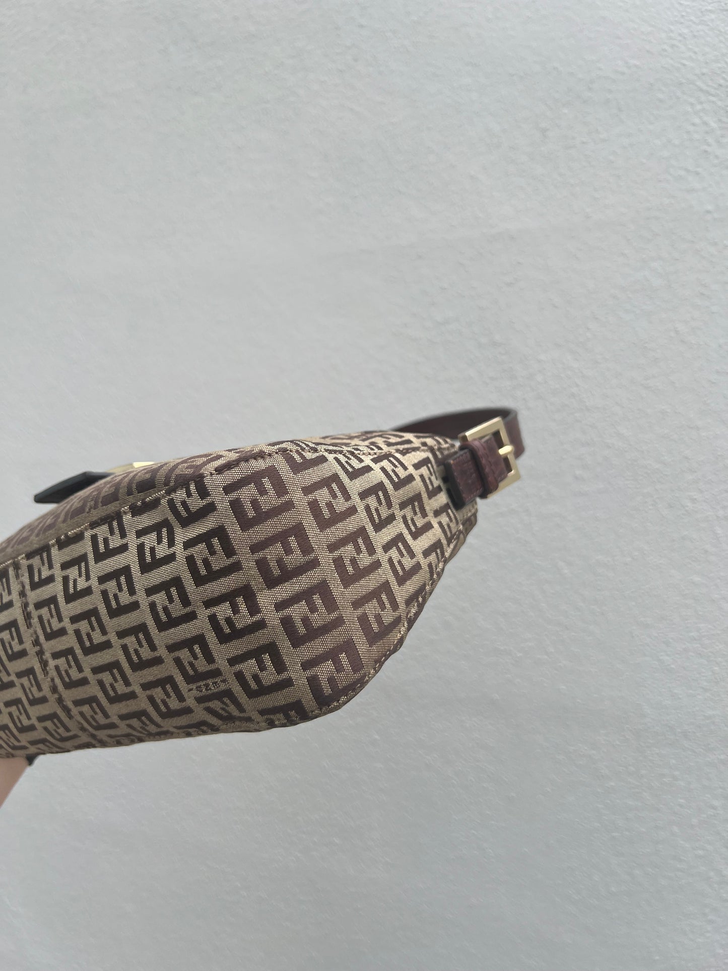 Pre-loved Fendi Vintage Zucchino Pattern Baguette Handbag Brown