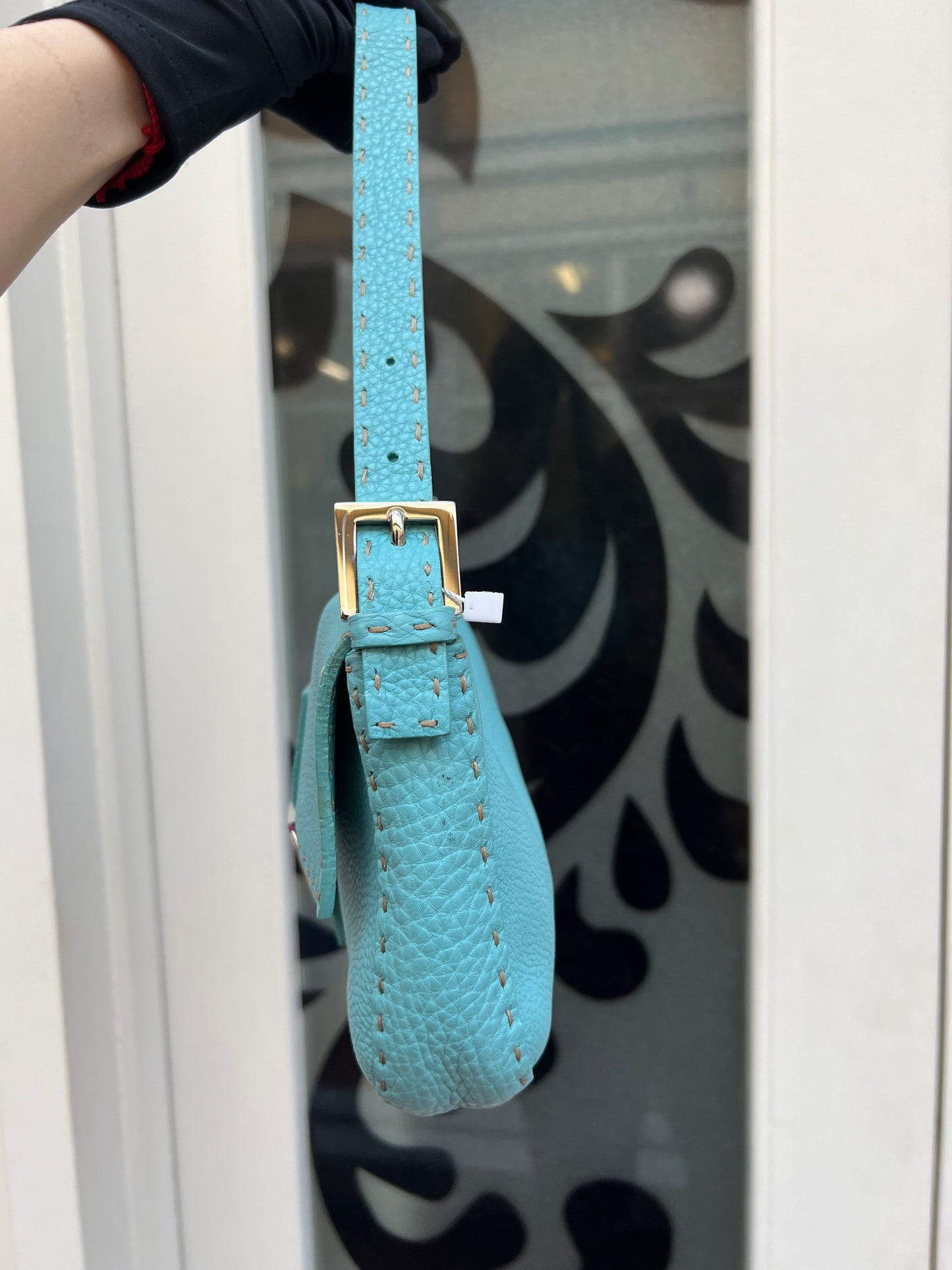 Pre-loved Fendi Vintage Blue Leather Baguette Handbag