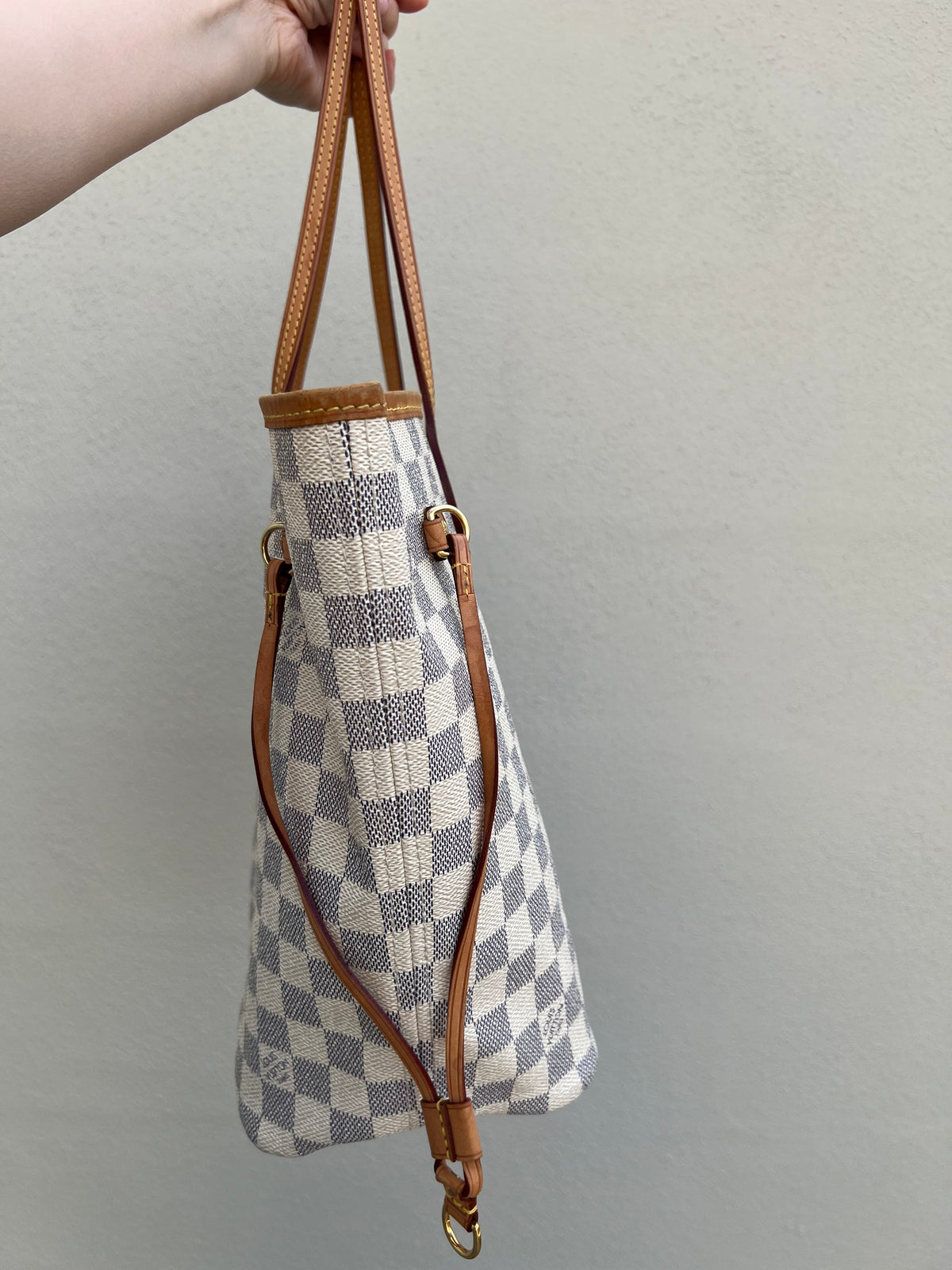 Pre-loved Louis Vuitton Neverfull Leather Tote MM Damier 2012