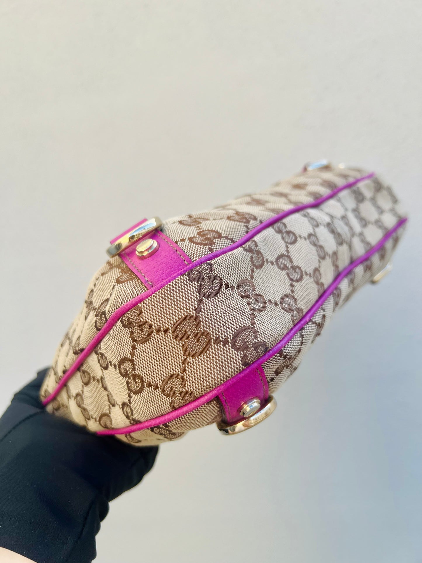 Pre-loved Gucci GG Fabric Abbey Medium D-Ring Hobo Bag