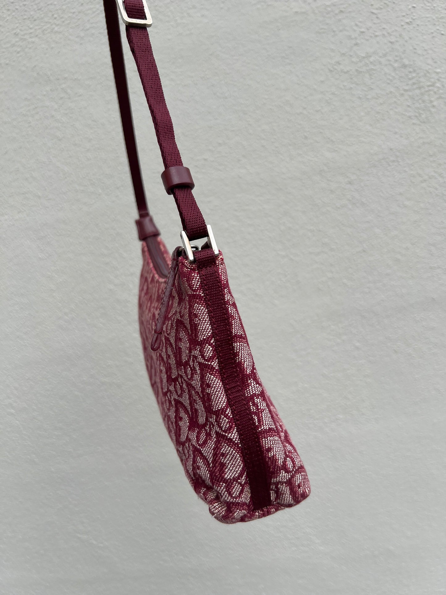 Pre-loved Christian Dior vintage Trotter Shoulder Bag Berry