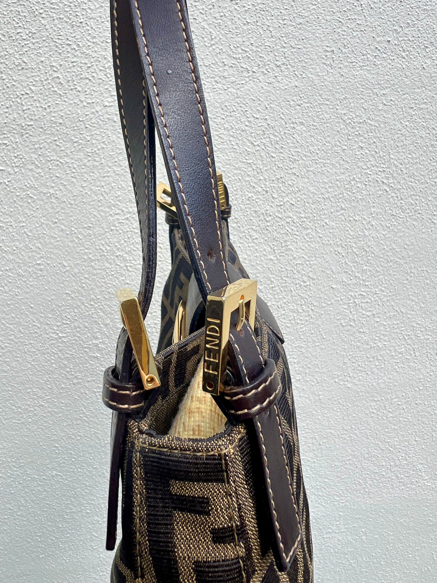 Pre-loved Fendi Zucca Canvas Shoulder Bag GHW