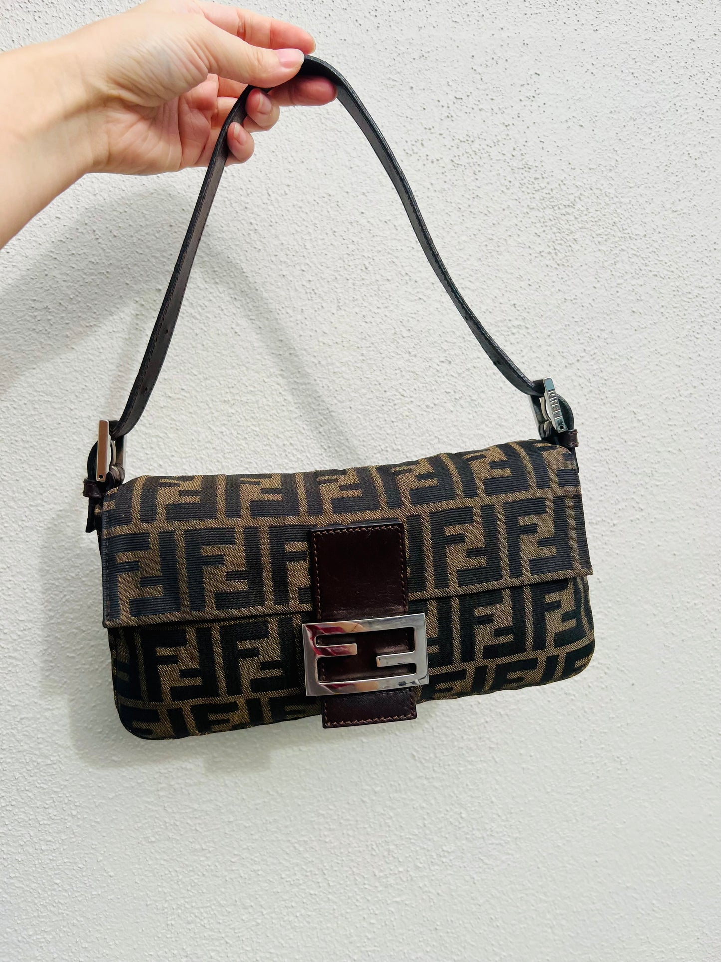 Pre-loved Fendi Vintage Zucca Baguette Handbag