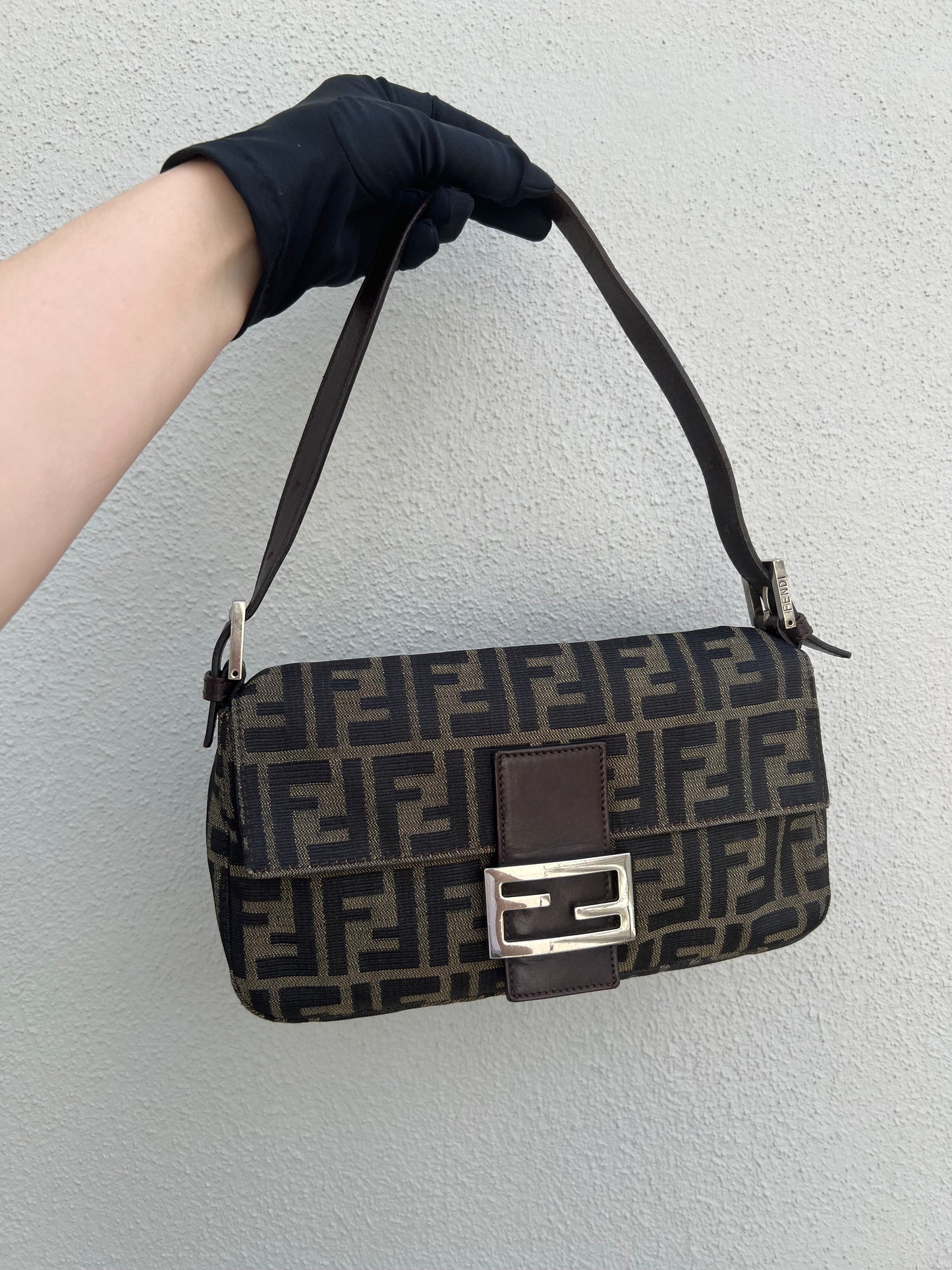 Pre-loved Fendi Vintage Zucca Baguette Handbag