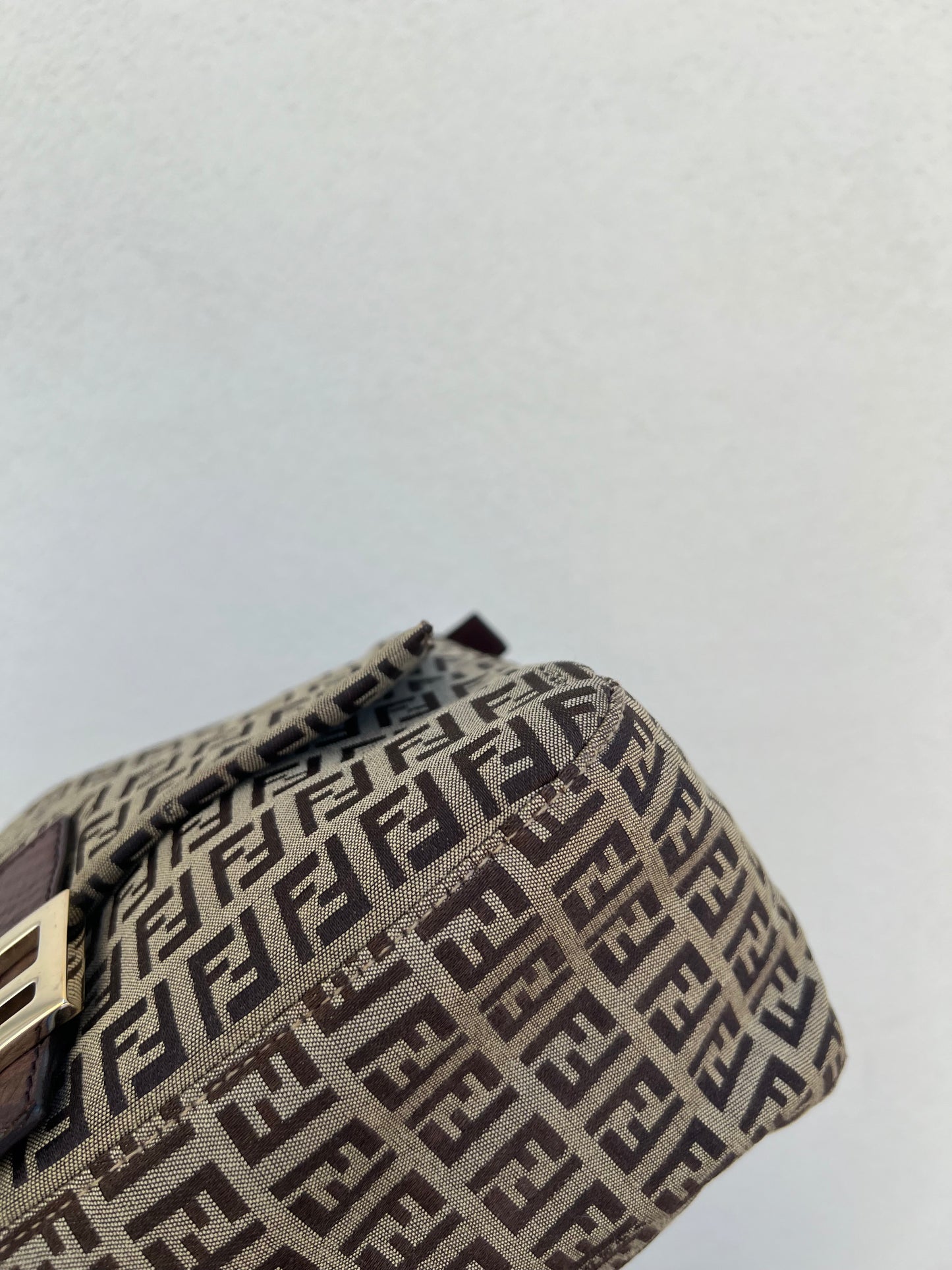 Pre-loved Fendi Vintage Zucchino Pattern Baguette Mamma Handbag