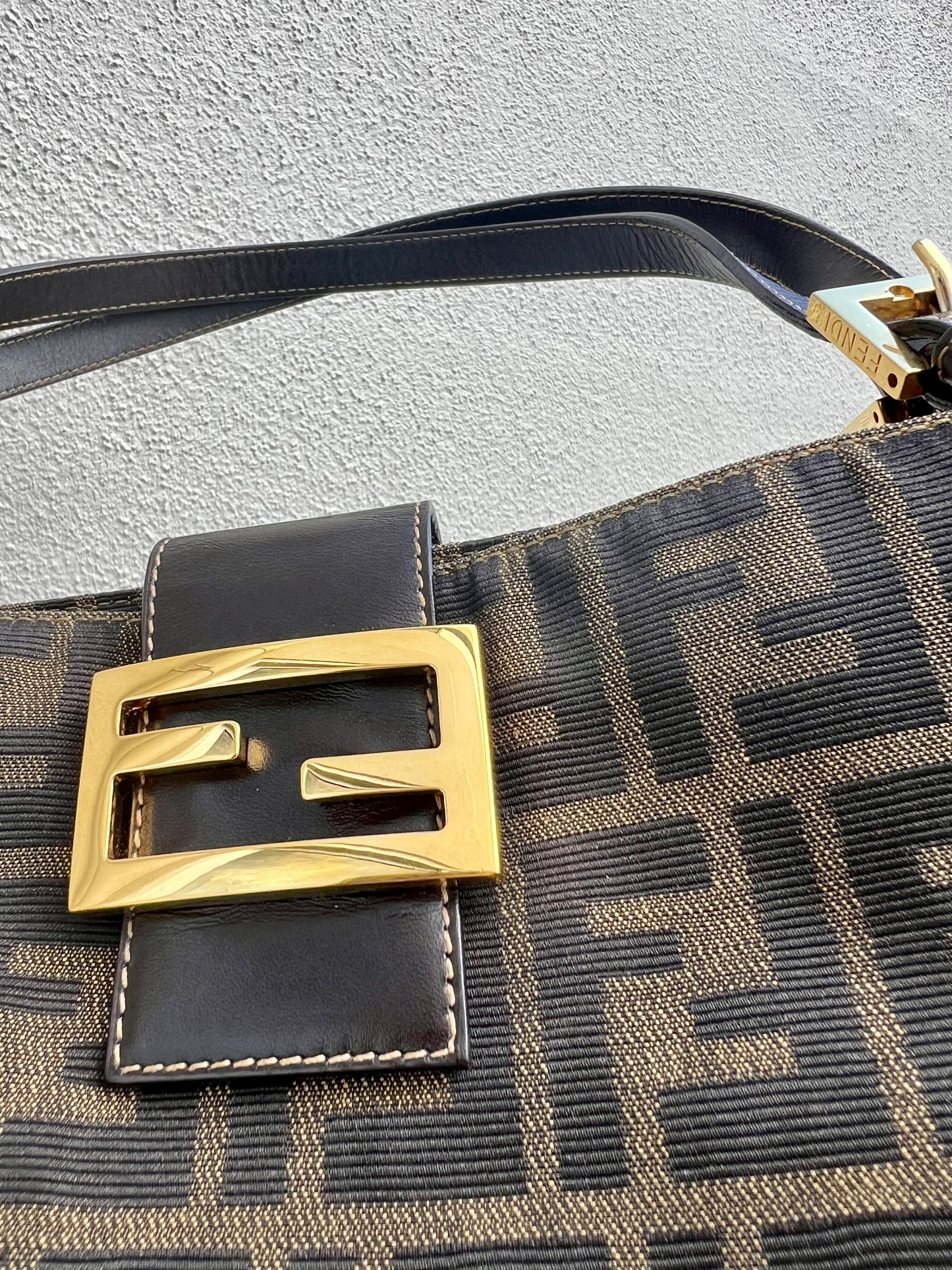 Pre-loved Fendi Zucca Canvas Shoulder Bag GHW