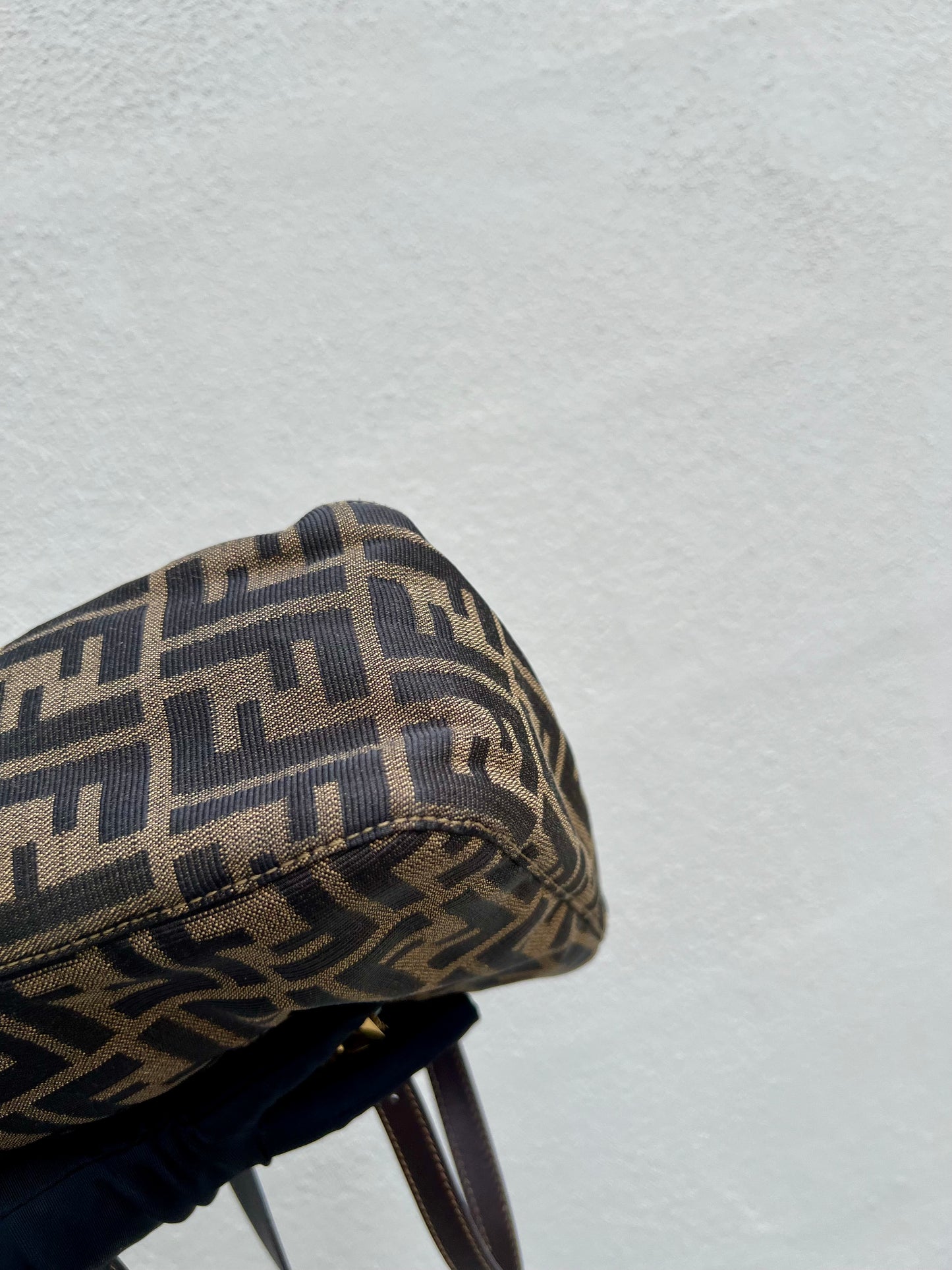 Pre-loved Fendi Zucca Brown Double Handle Bag