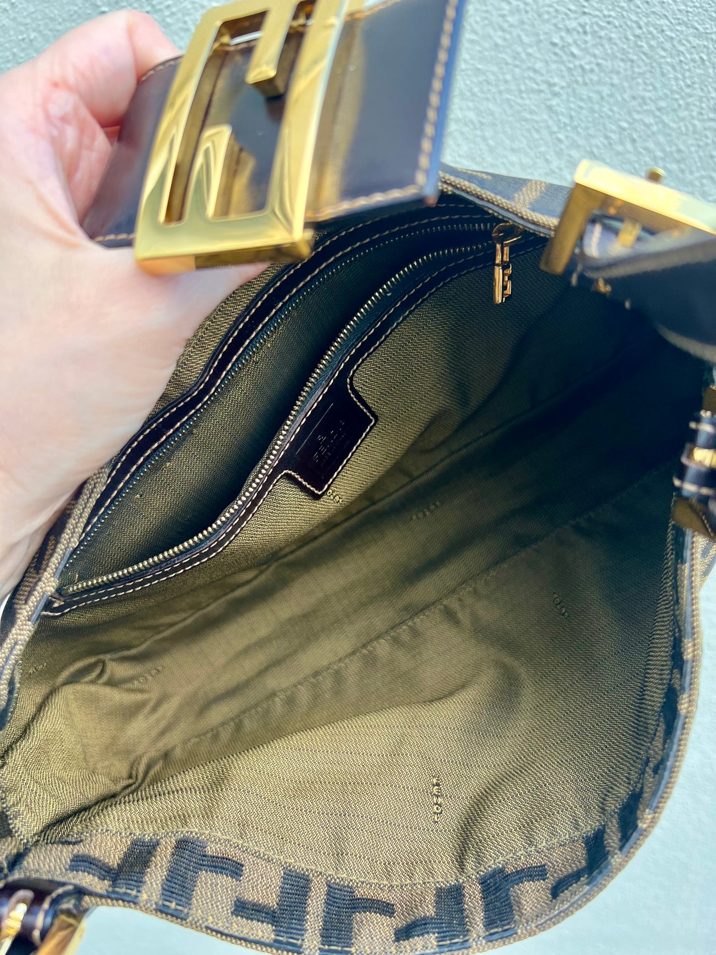 Pre-loved Fendi Zucca Canvas Shoulder Bag GHW