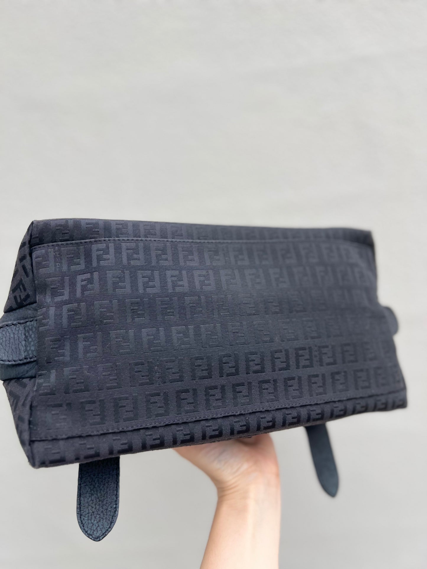 Pre-loved Fendi Baguette Mulitpocket Black Canvas and Leather Shoulder Bag