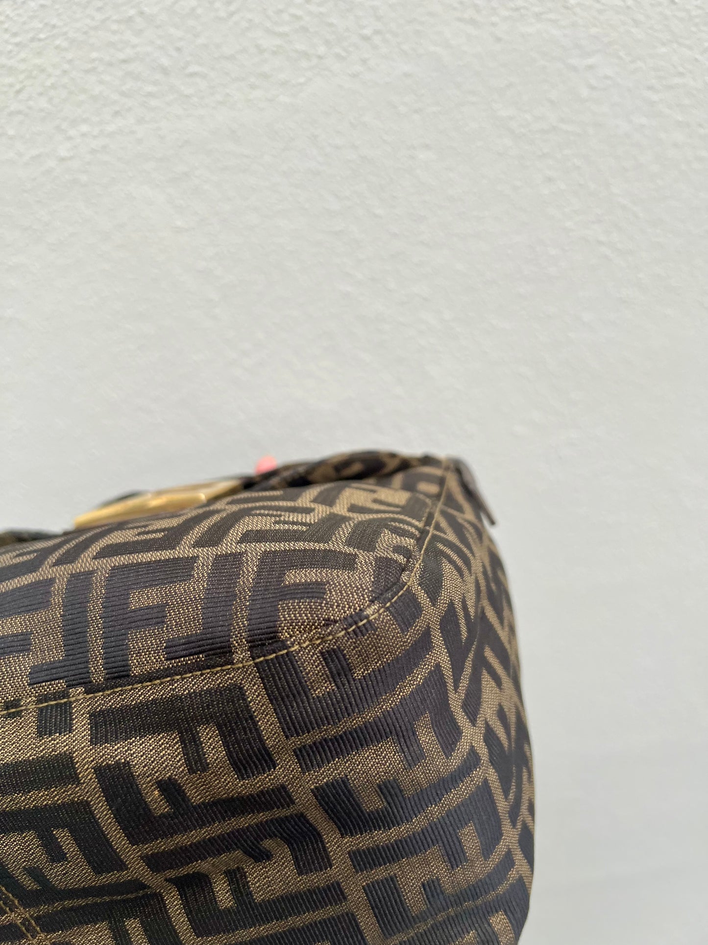 Pre-loved Fendi Zucca Double Flap Baguette Shoulder Bag