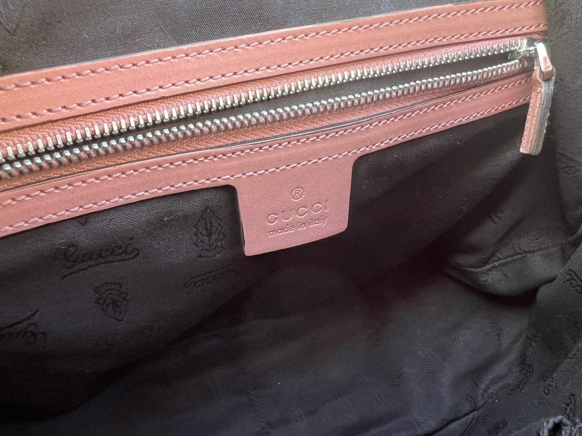 Pre-loved Gucci Beige/Pink GG Canvas Twins Medium Hobo Bag