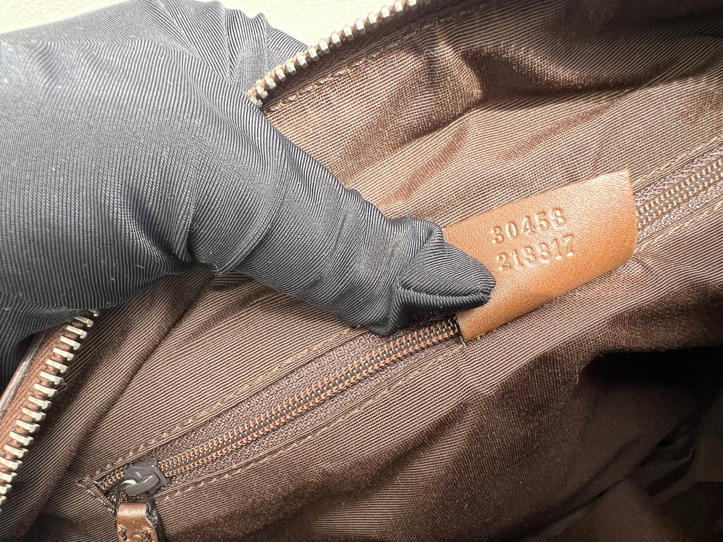 Pre- loved Gucci Beige/Brown GG Canvas and Leather Boston Bag