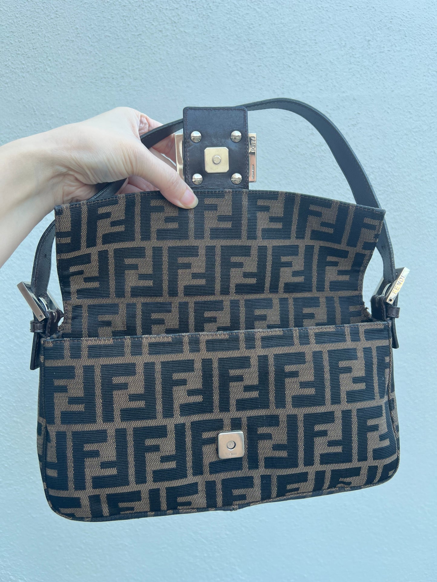 Pre-loved Fendi Vintage Zucca Baguette Handbag