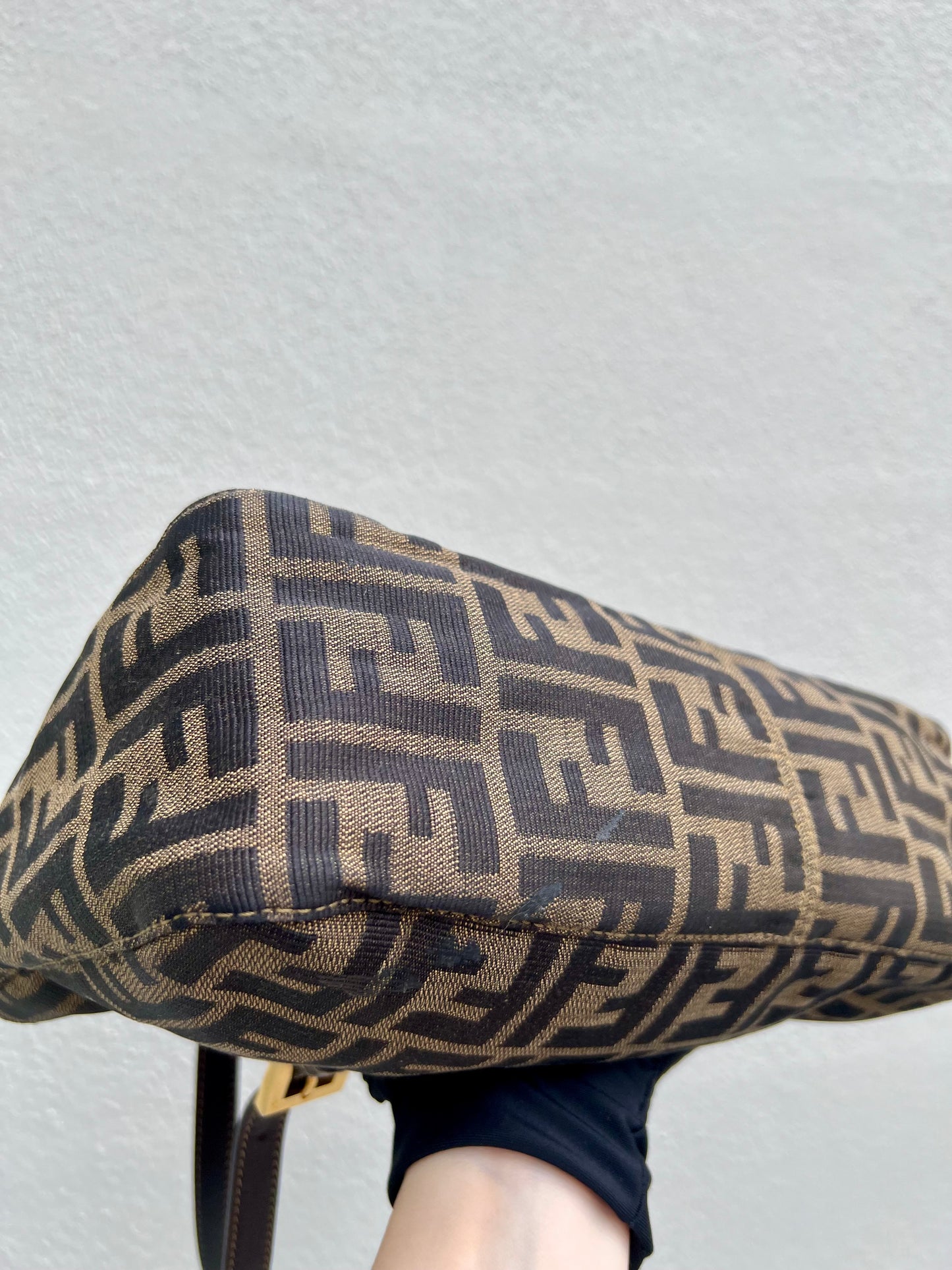 Pre-loved Fendi Zucca Brown Double Handle Bag