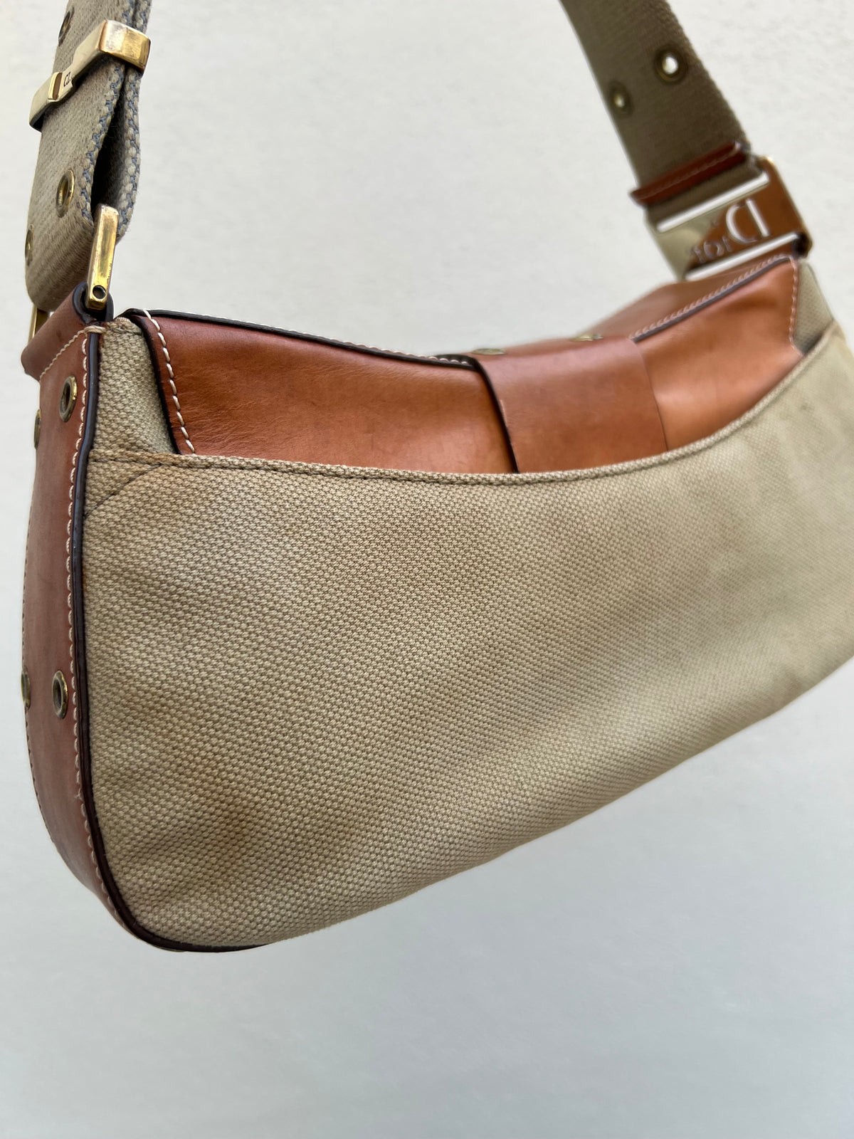Pre-loved Christian Dior By John Galliano Green Canvas for Columbus Street Chic Shoulder Bag 2002