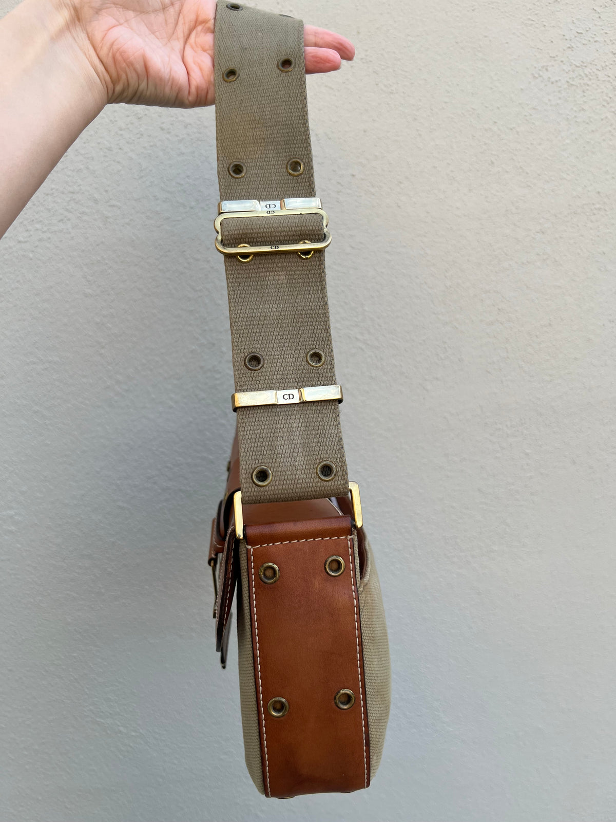 Pre-loved Christian Dior By John Galliano Green Canvas for Columbus Street Chic Shoulder Bag 2002