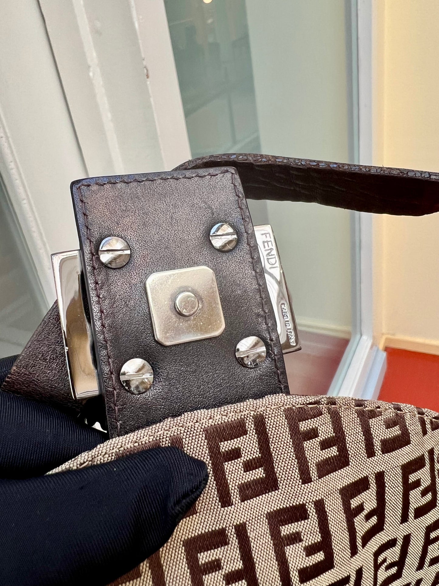Pre-loved Fendi
20th Century Zucchino Canvas Double Flap Mamma Shoulder Bag