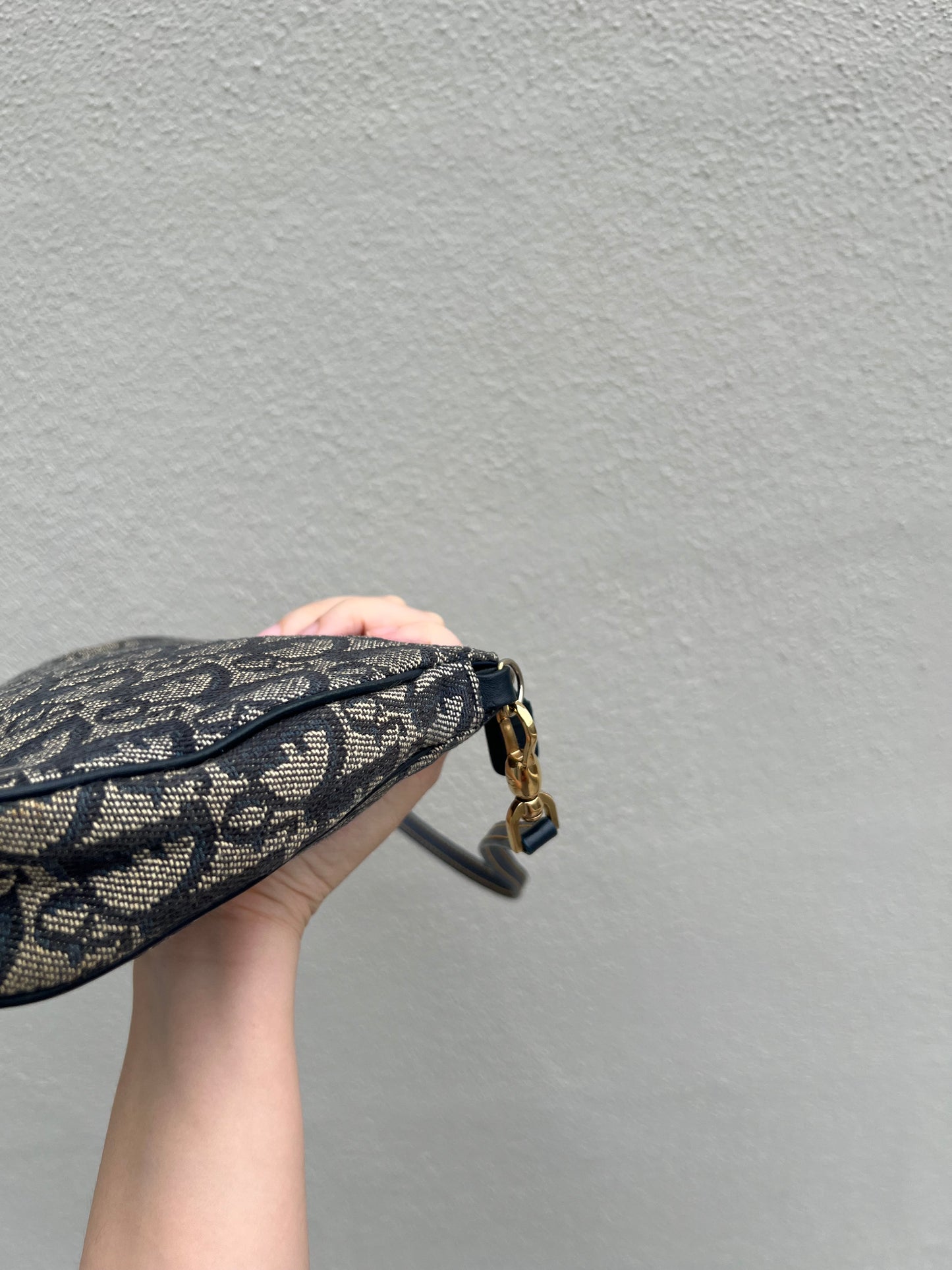 Pre-loved Dior Vintage Monogram Oblique Canvas Mini Saddle Bag