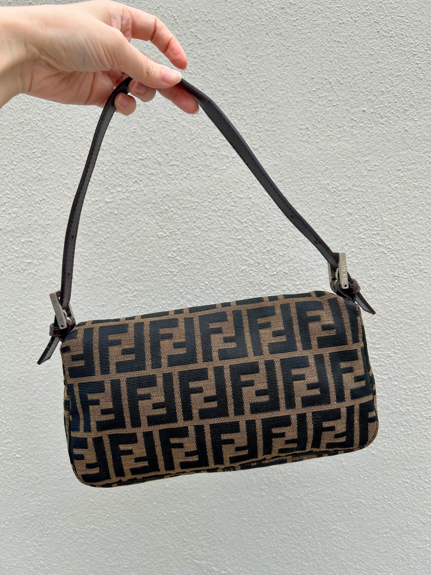 Pre-loved Fendi Vintage Zucca Baguette Handbag