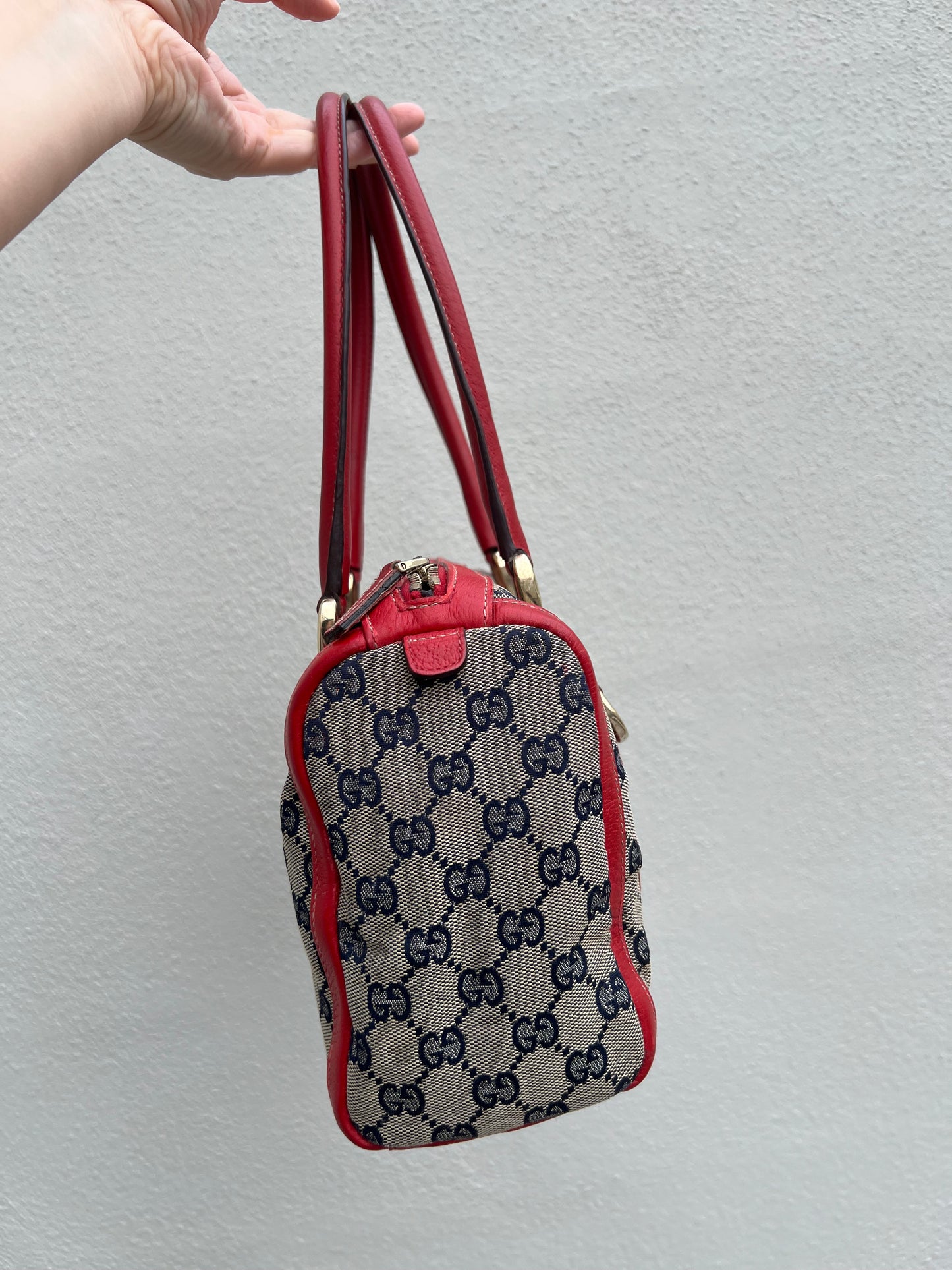 Pre-loved GG Canvas Abbey Boston Bag Red