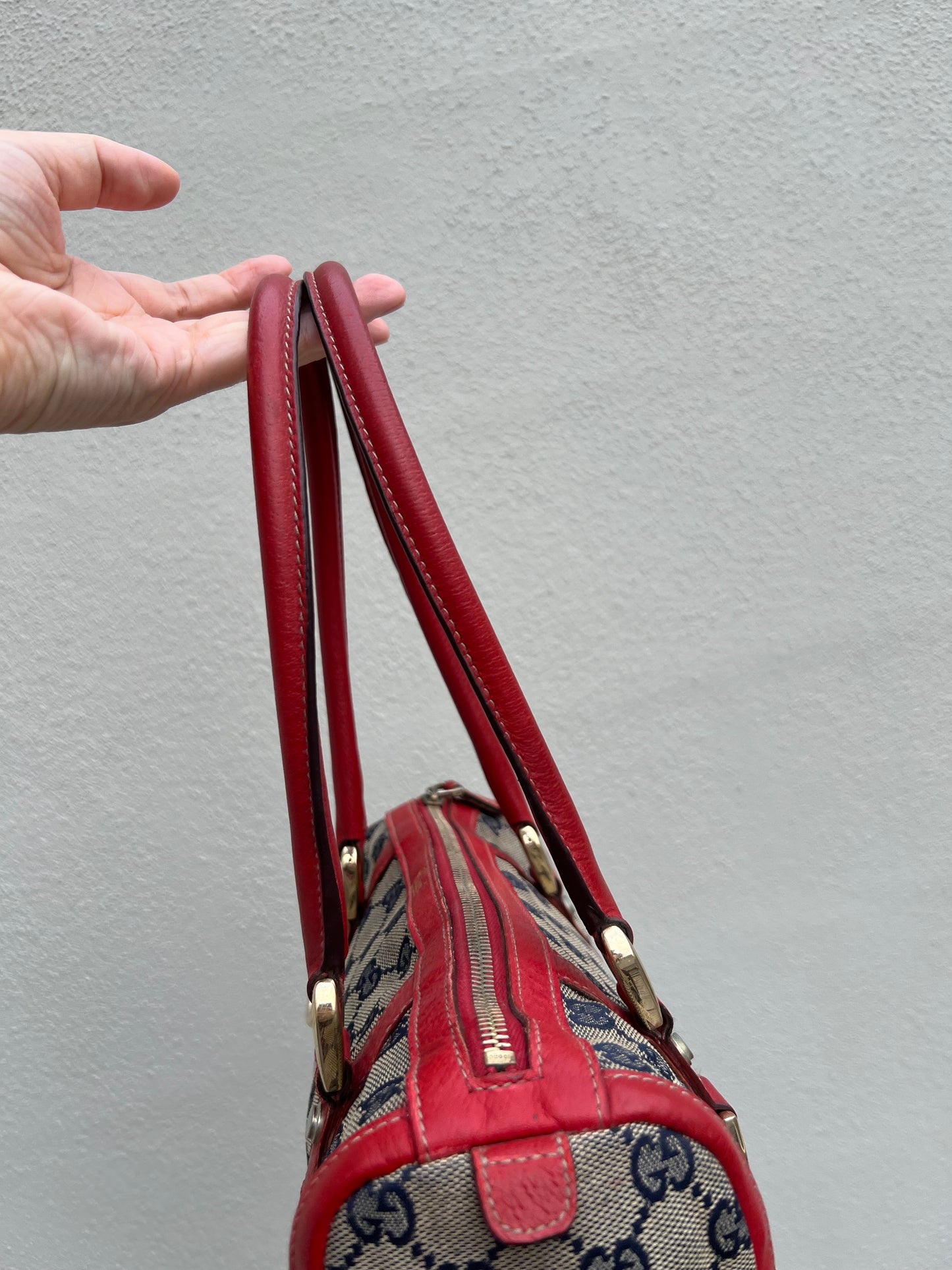Pre-loved GG Canvas Abbey Boston Bag Red