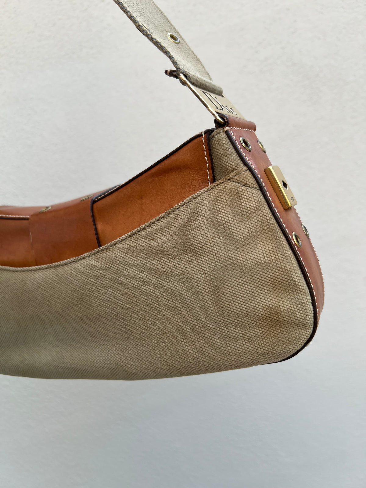 Pre-loved Christian Dior By John Galliano Green Canvas for Columbus Street Chic Shoulder Bag 2002