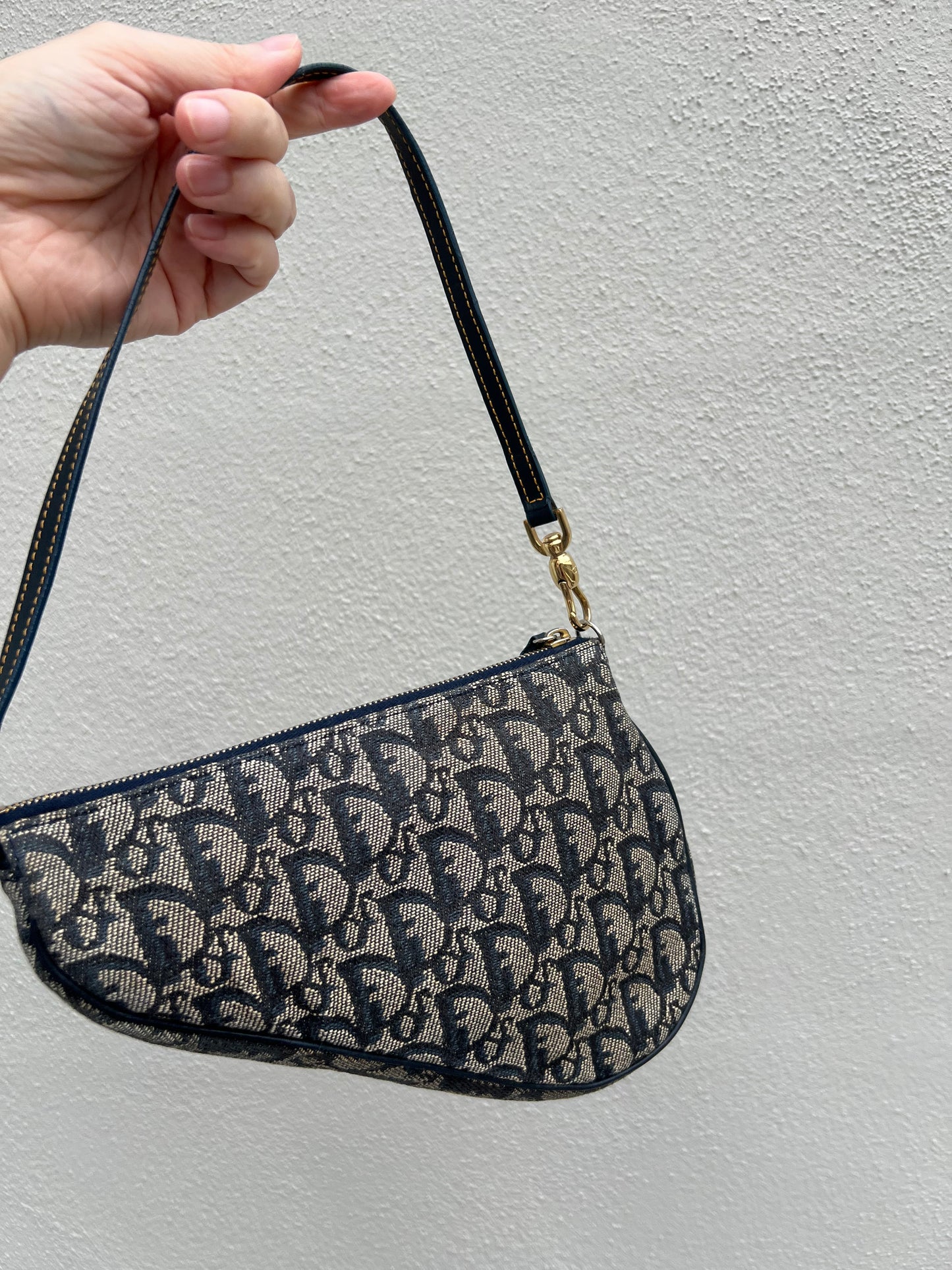 Pre-loved Dior Vintage Monogram Oblique Canvas Mini Saddle Bag
