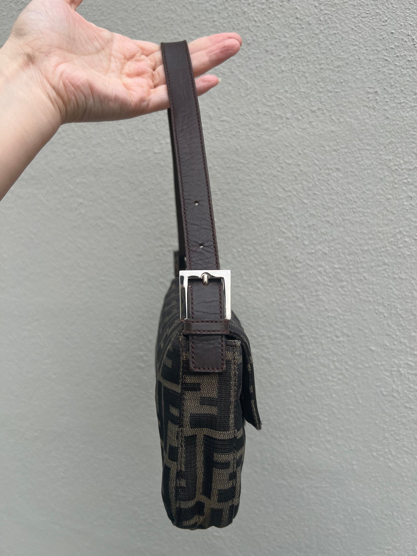 Pre-loved Fendi Vintage Zucca Baguette Handbag