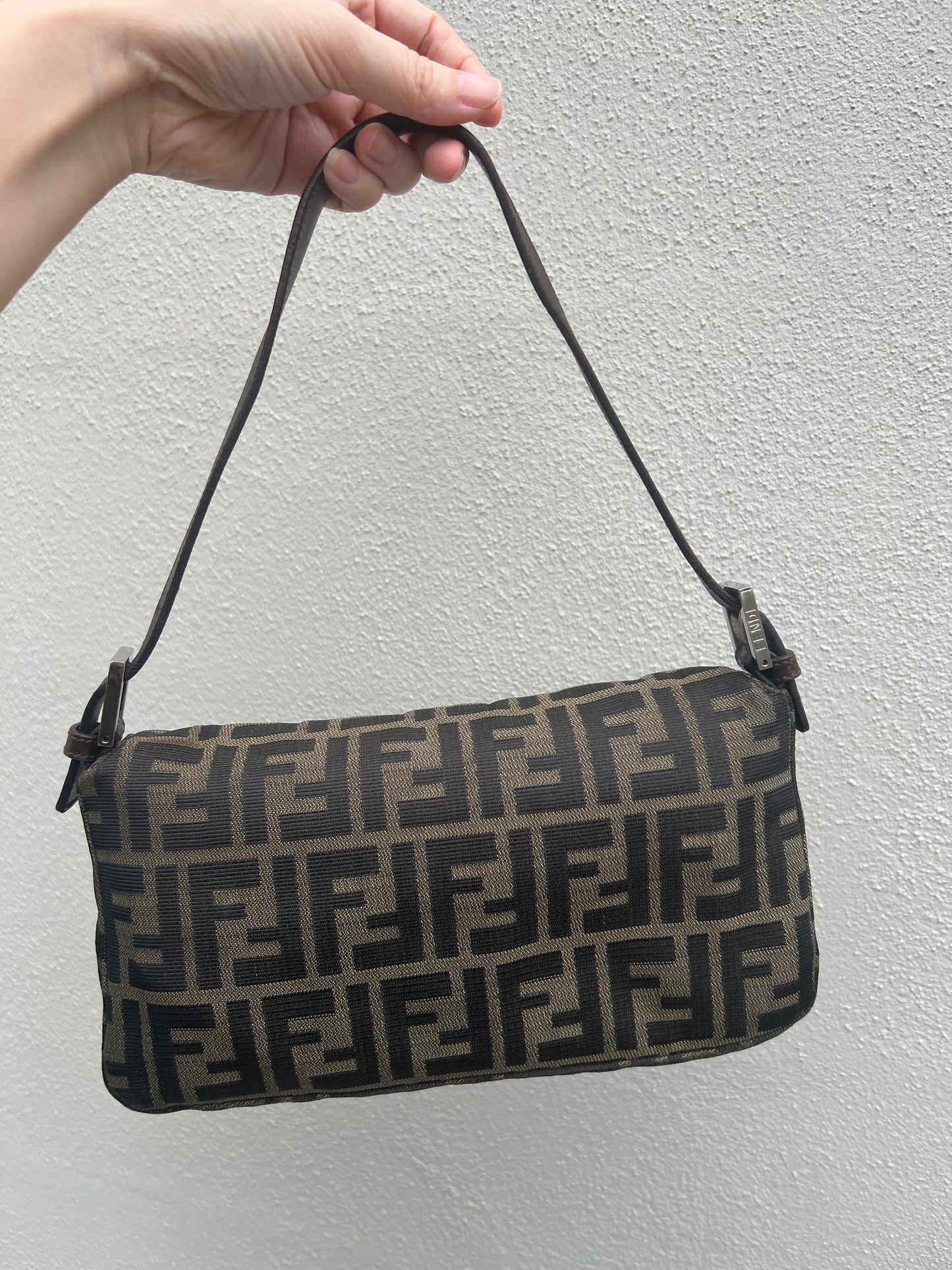 Pre-loved Fendi Vintage Zucca Baguette Handbag