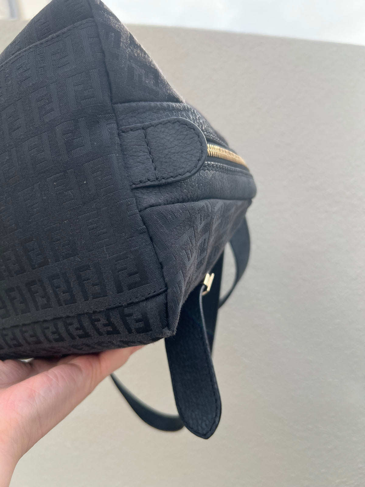 Pre-loved Mulitclasps Black Canvas and Leather Fendi Baguette Shoulder Bag