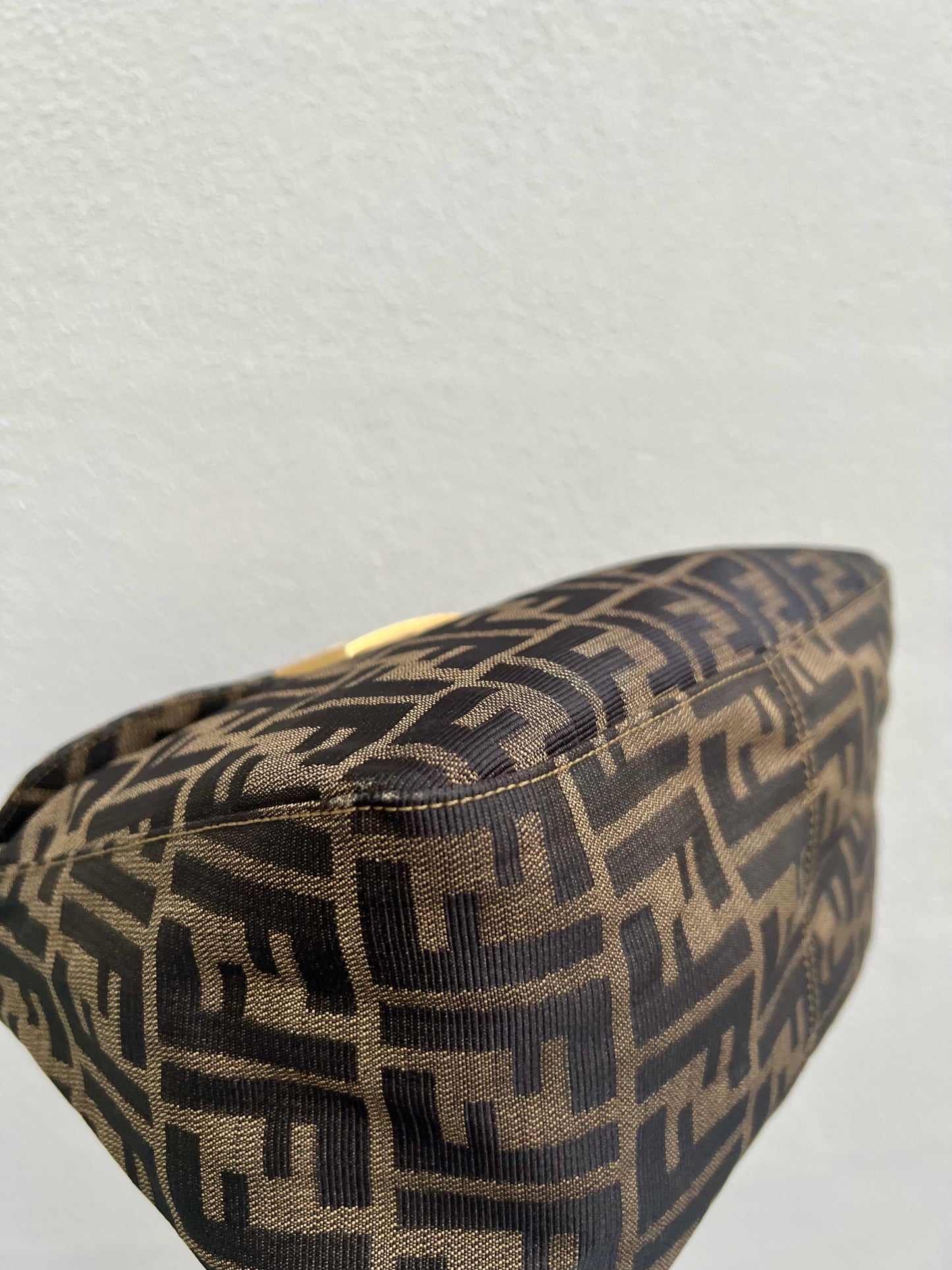 Pre-loved Fendi Zucca Double Flap Baguette Shoulder Bag