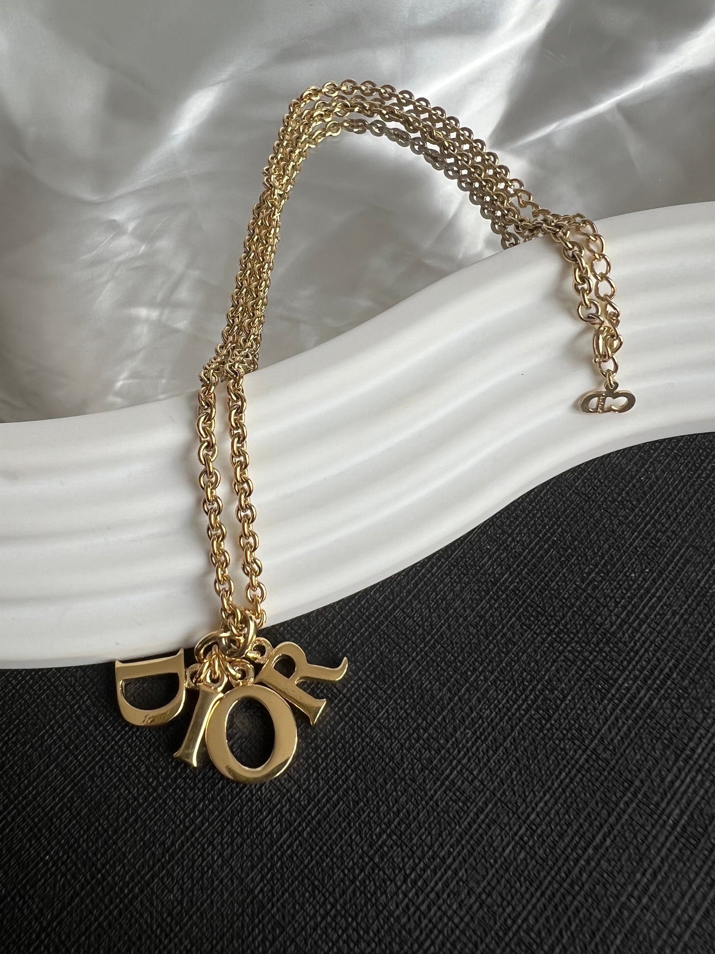 Pre-loved Dior Vintage Logo Charm Pendant Necklace